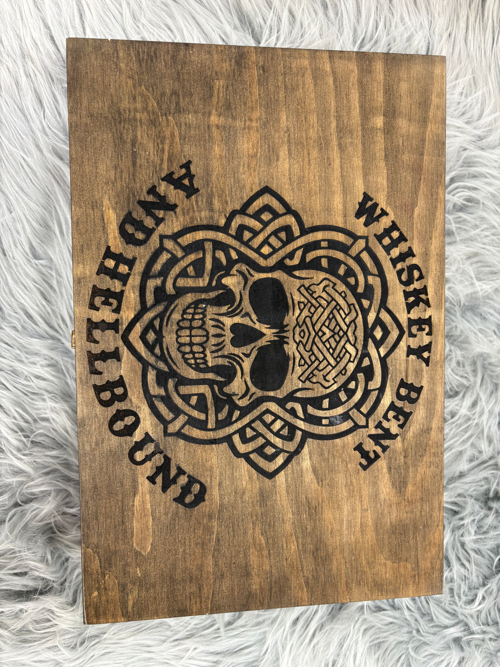 Whiskey Bent Decanter Set | Laser Engraved Wooden Gift Box with 4 Glasses & Decanter – $120