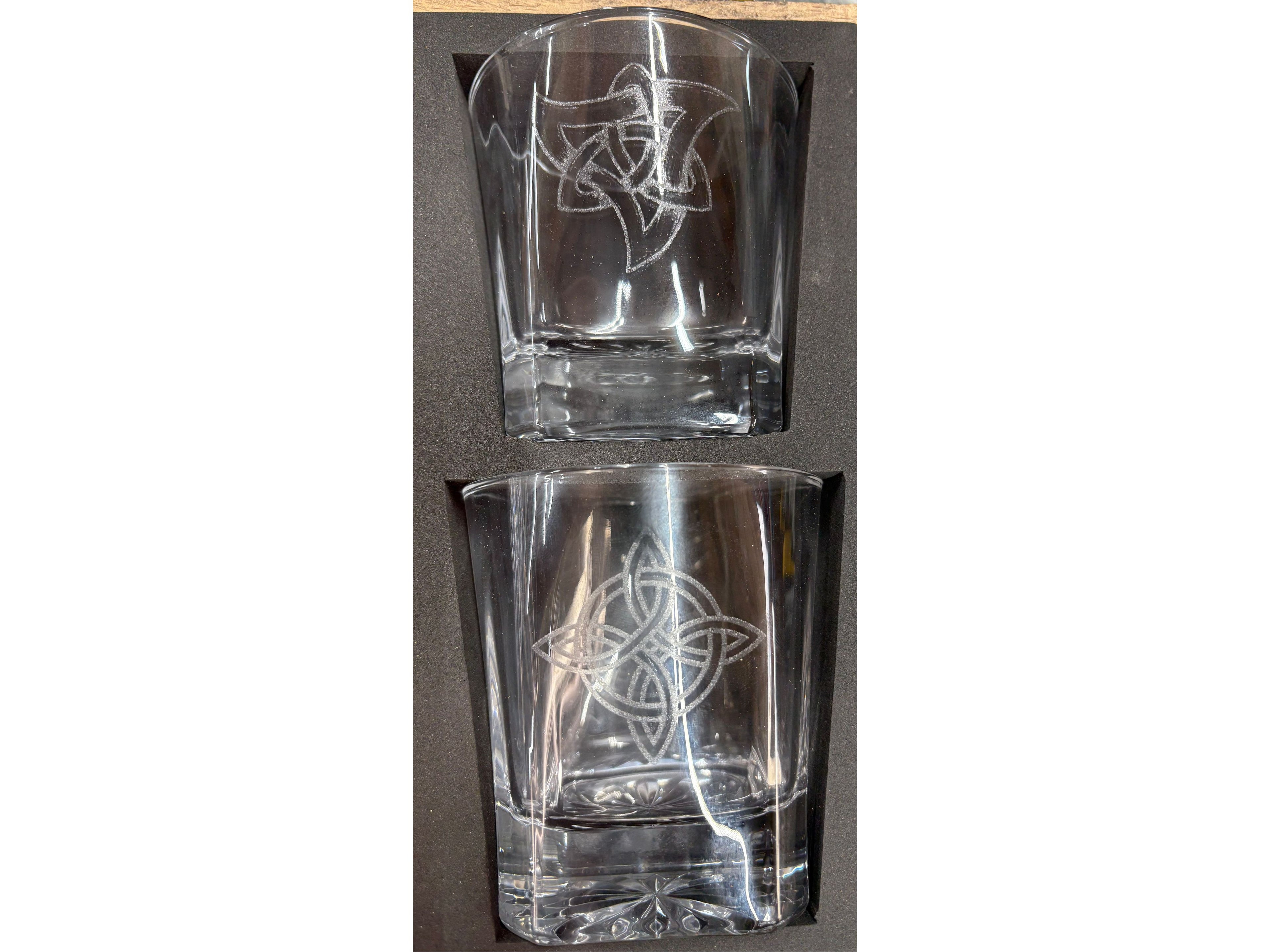 Whiskey Bent Decanter Set | Laser Engraved Wooden Gift Box with 4 Glasses & Decanter – $120