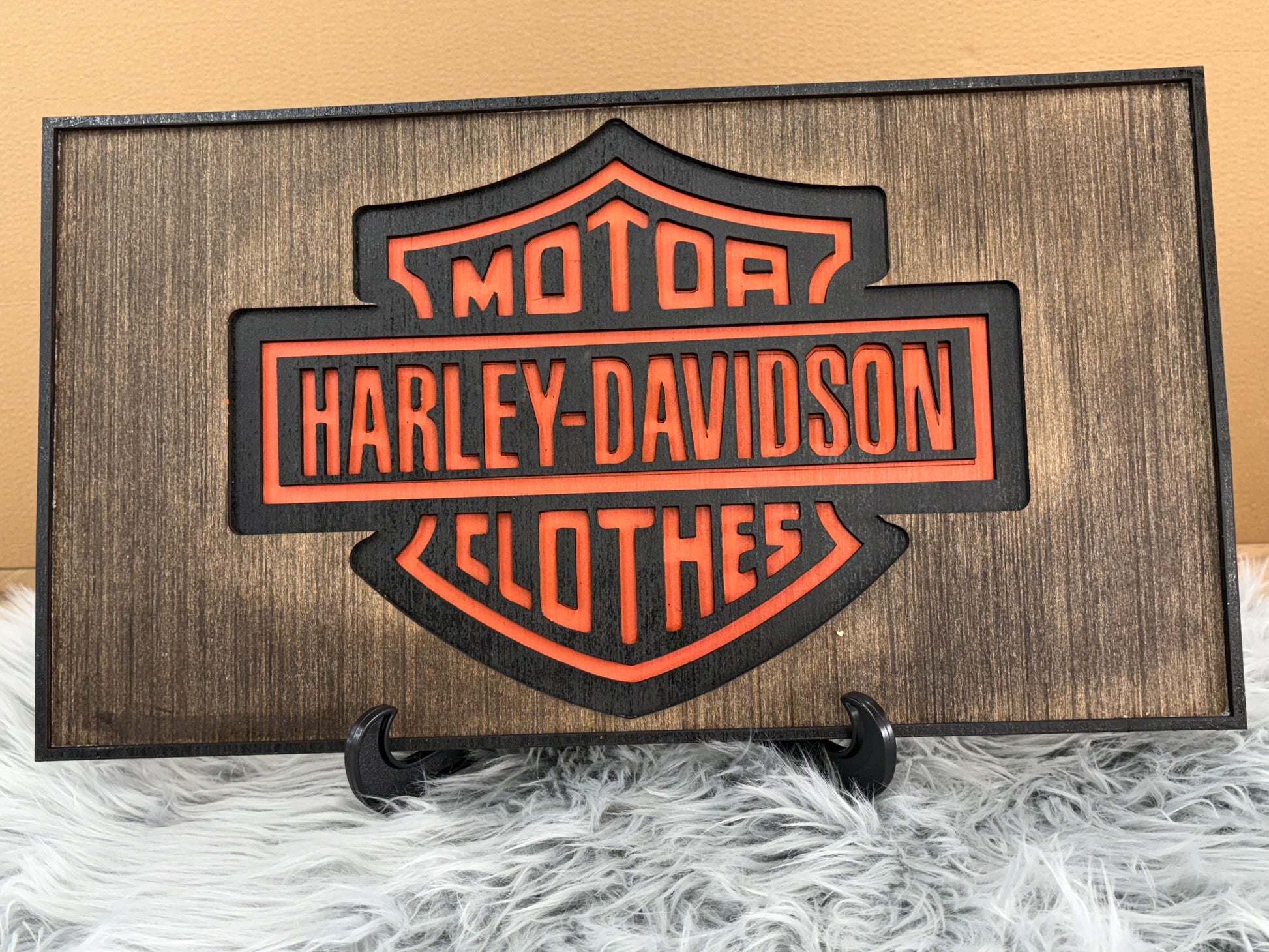 Harley clothes sign laser engraved