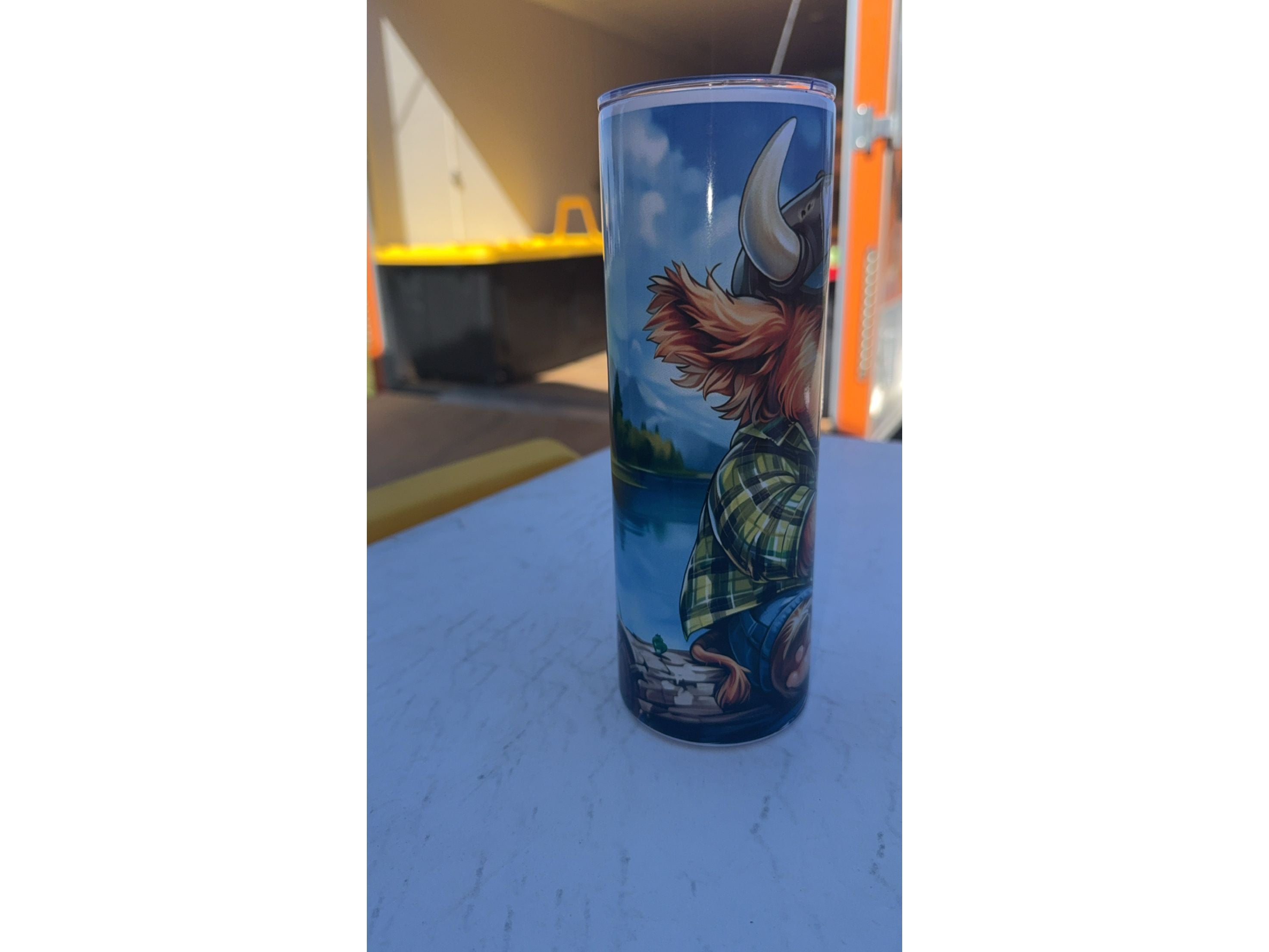 Highland cow fishing tumbler
