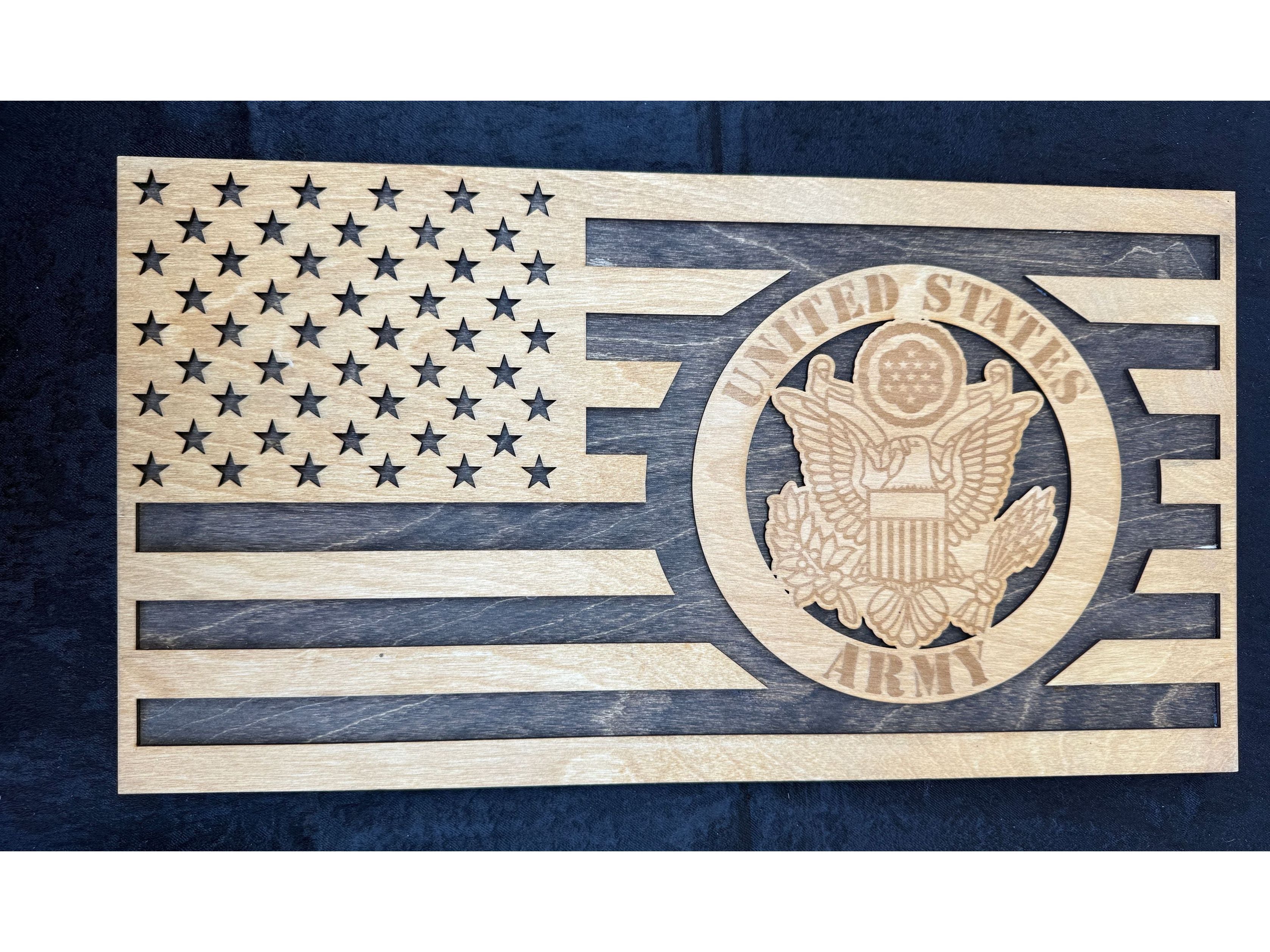 Laser Engraved Military Flag