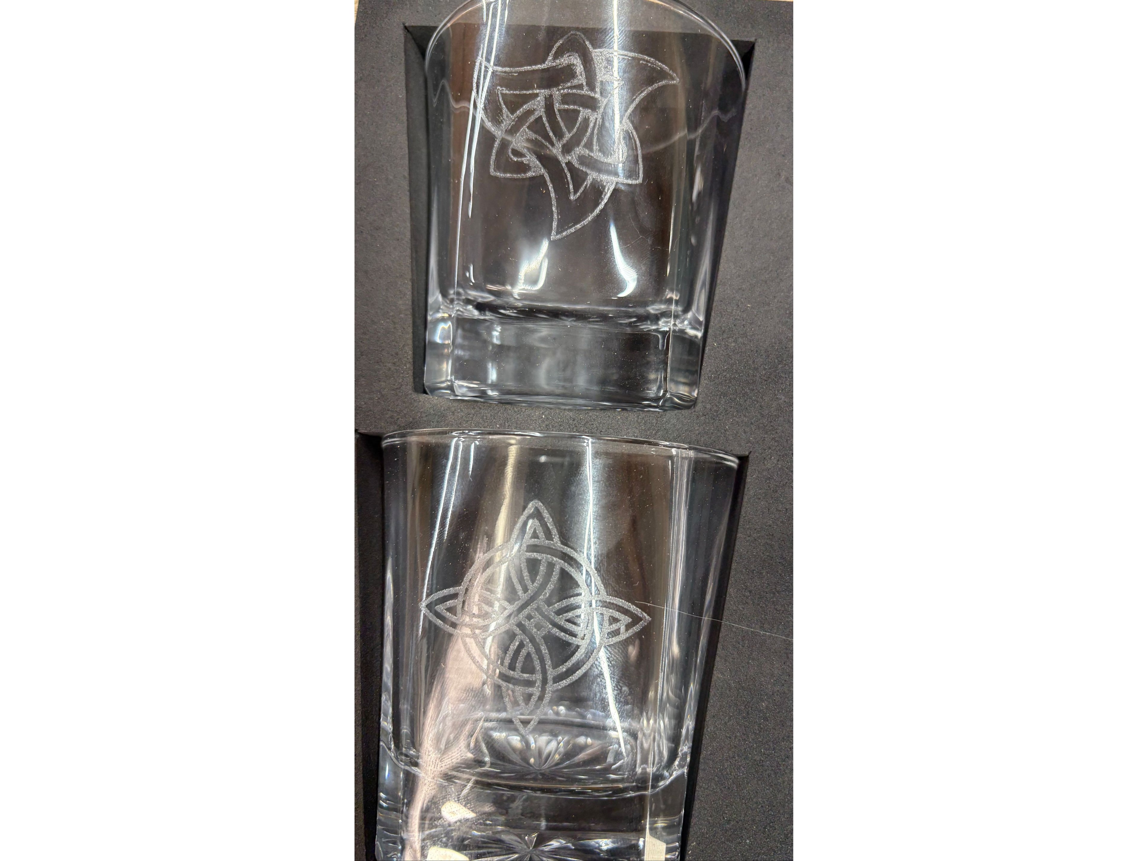 Whiskey Bent Decanter Set | Laser Engraved Wooden Gift Box with 4 Glasses & Decanter – $120