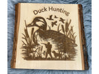 Live Edge Duck Hunting Wall Art | Laser Engraved Rustic Wood Sign | 11" x 12.5" | $35
