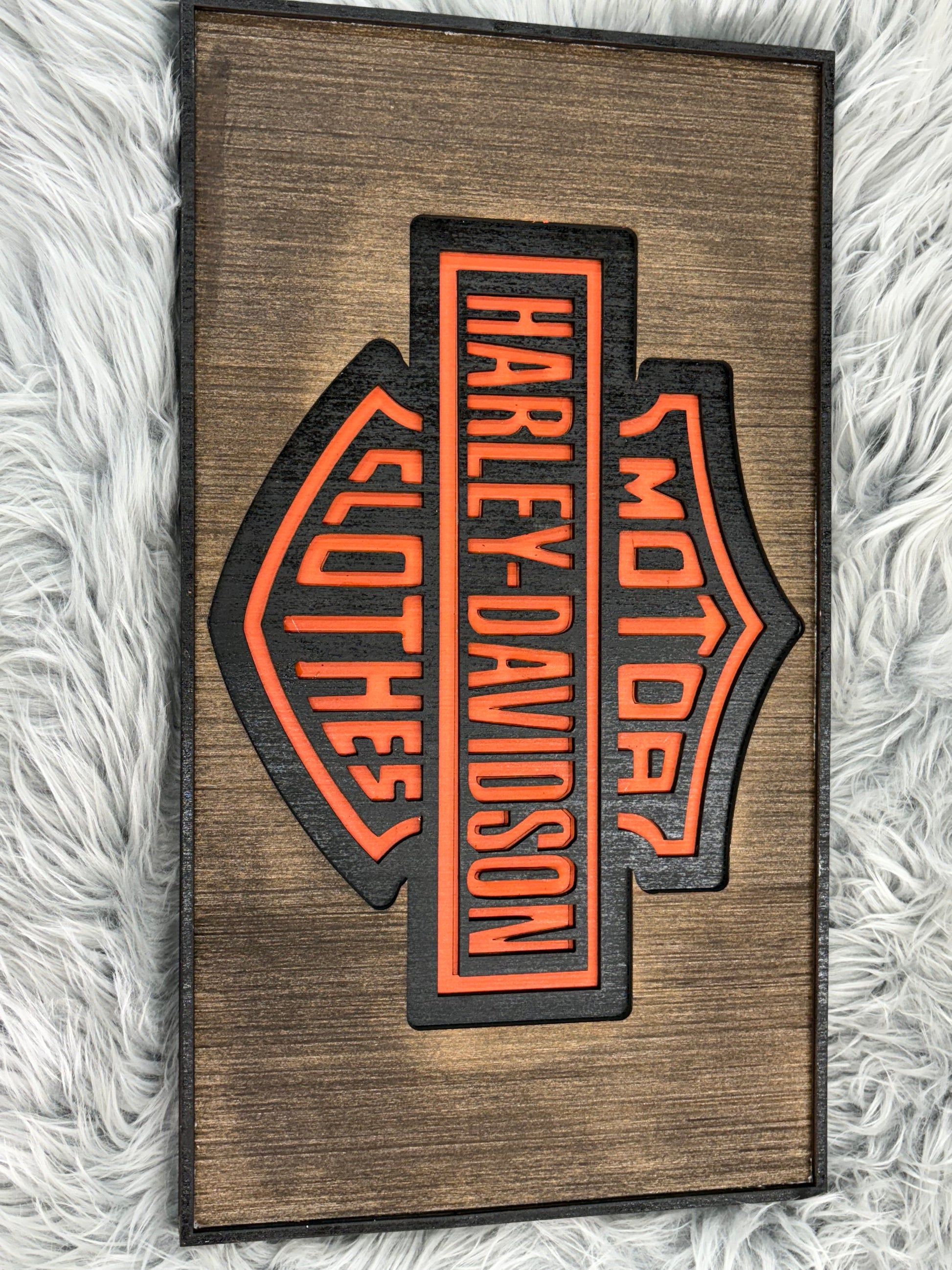 Harley clothes sign laser engraved