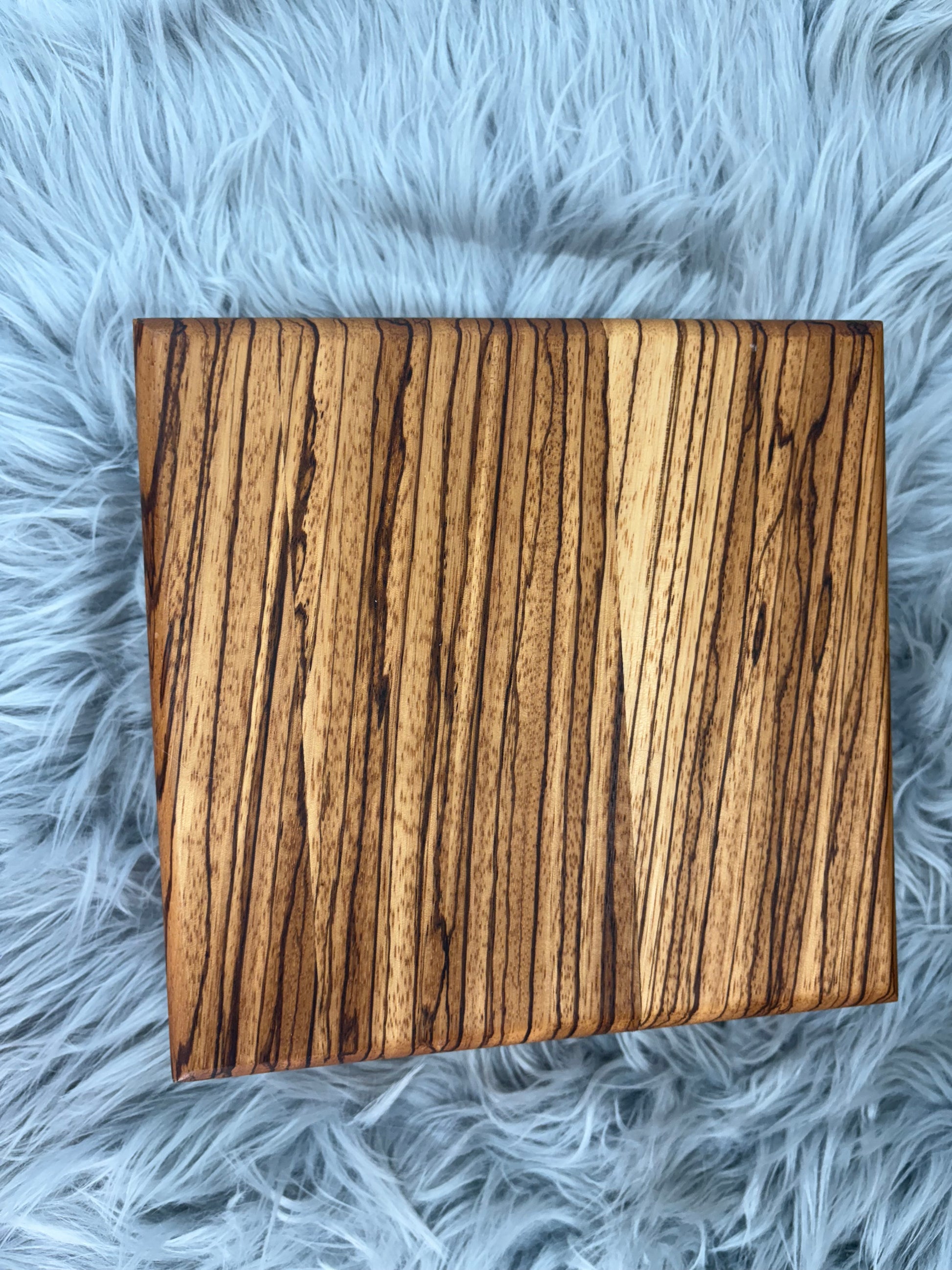 Handmade Zebra Wood Keepsake Box with Hinged Lid | Rustic Storage Display Gift Box – $65