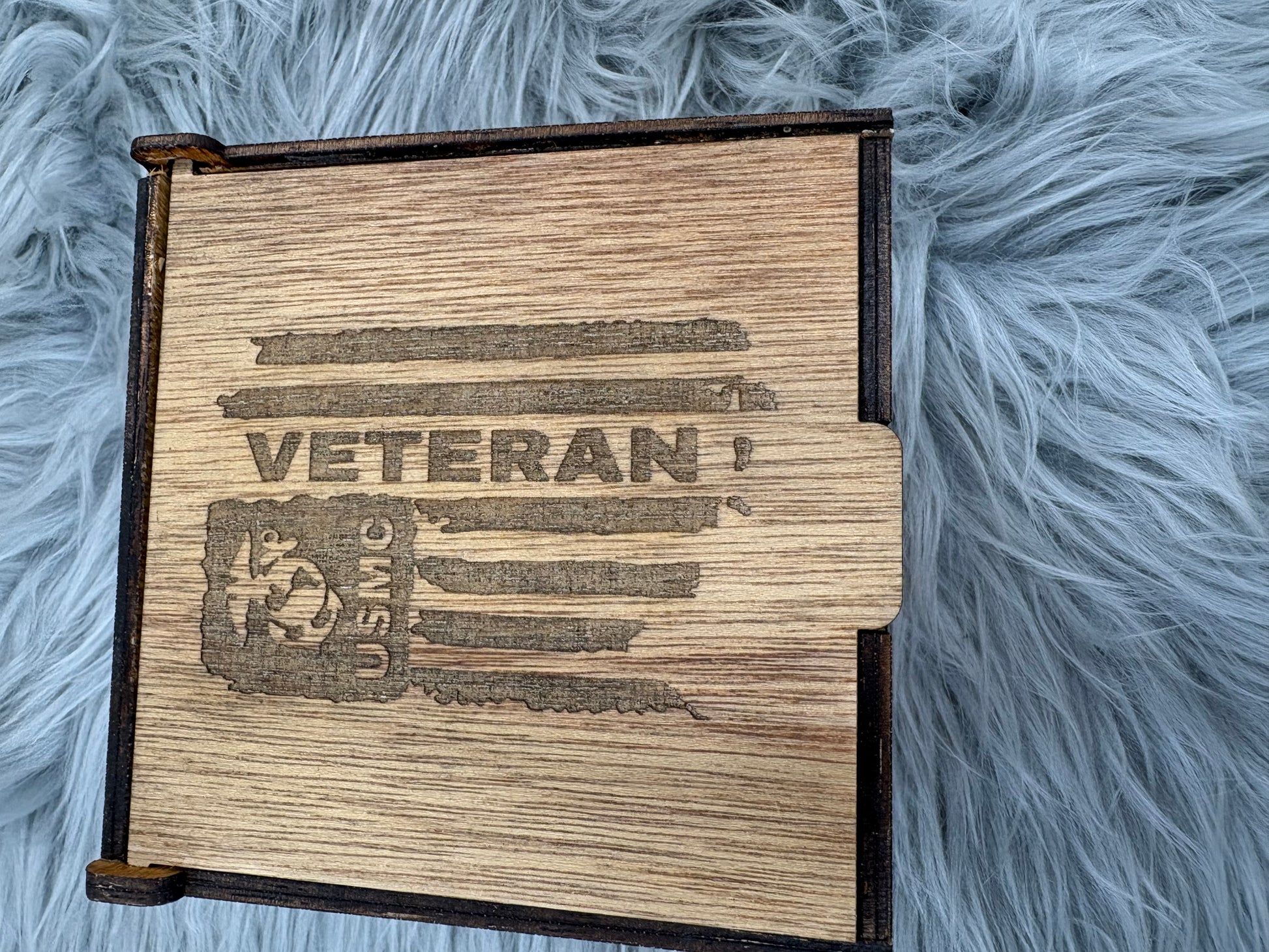 Handmade USMC Whiskey Glass Box Set with Laser Engraved Slate Coaster | Marine Corps Gift | 5x5x4.5 Inches