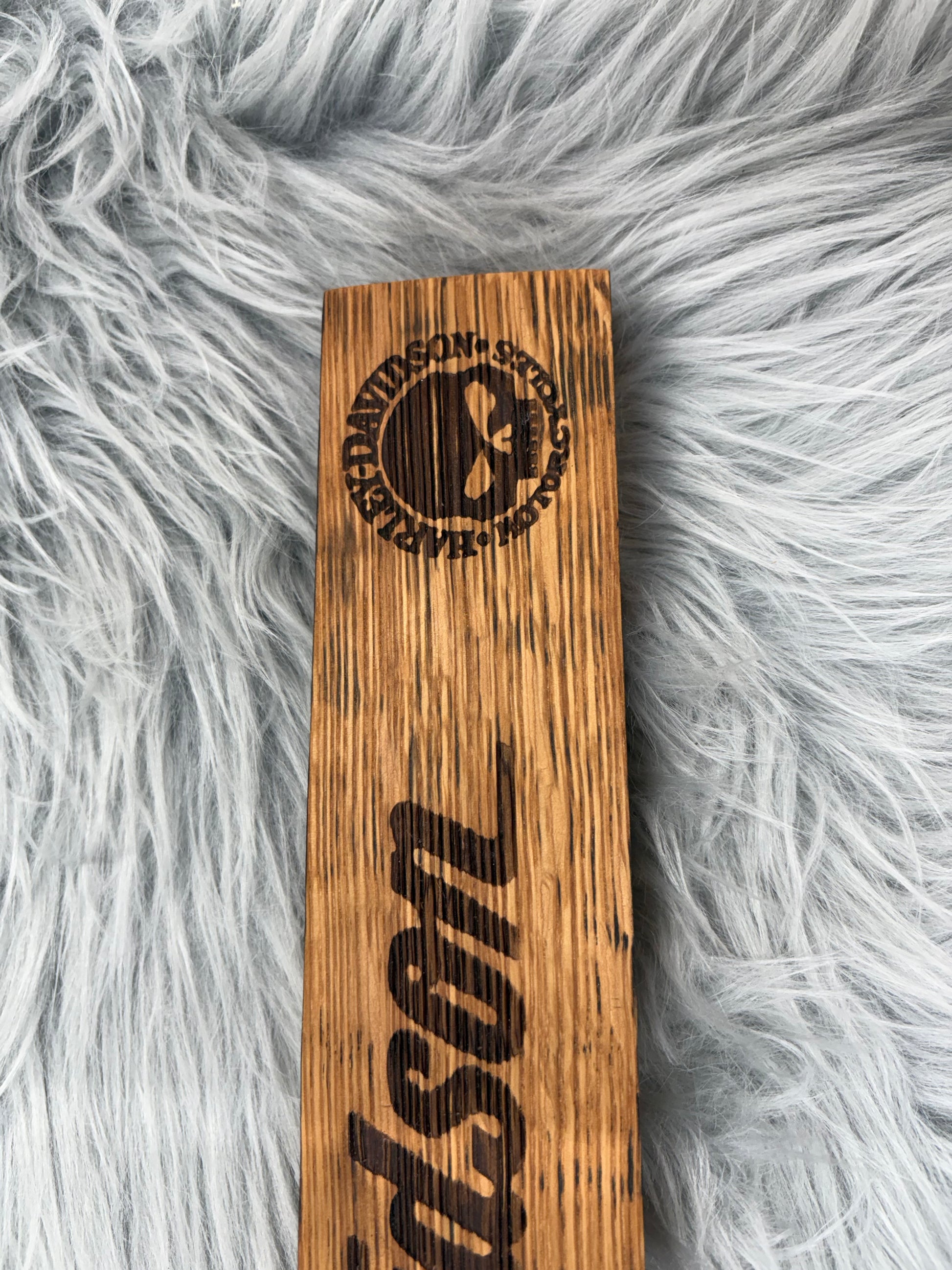 Harley Davidson Whiskey Barrel Stave Wall Art | Laser Engraved with Punisher Skulls | 19” x 2.5” | $50