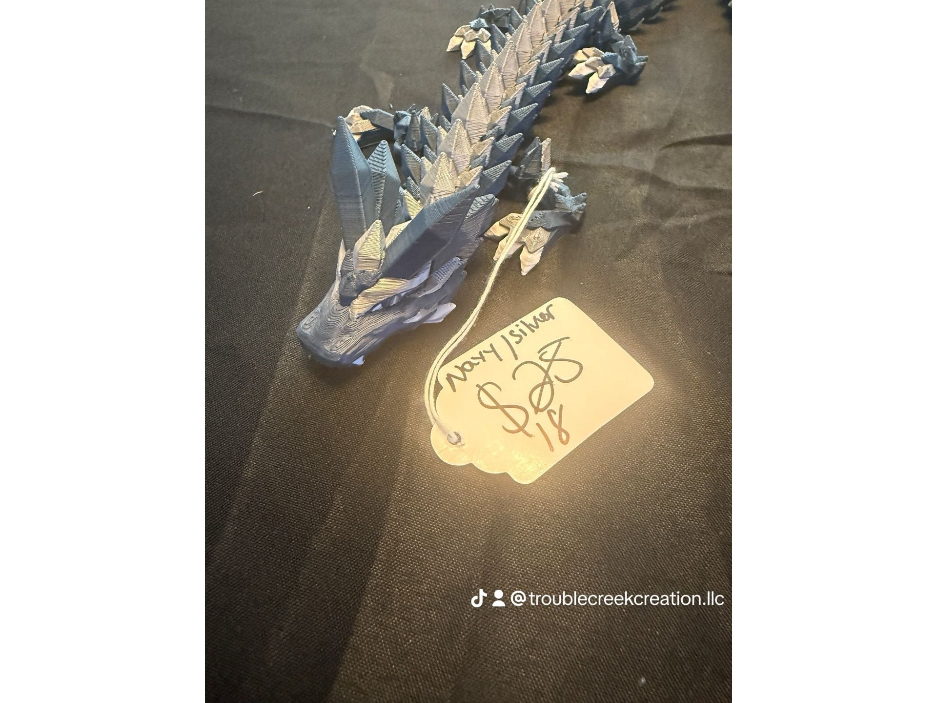 Blue and silver 3D crystal dragon