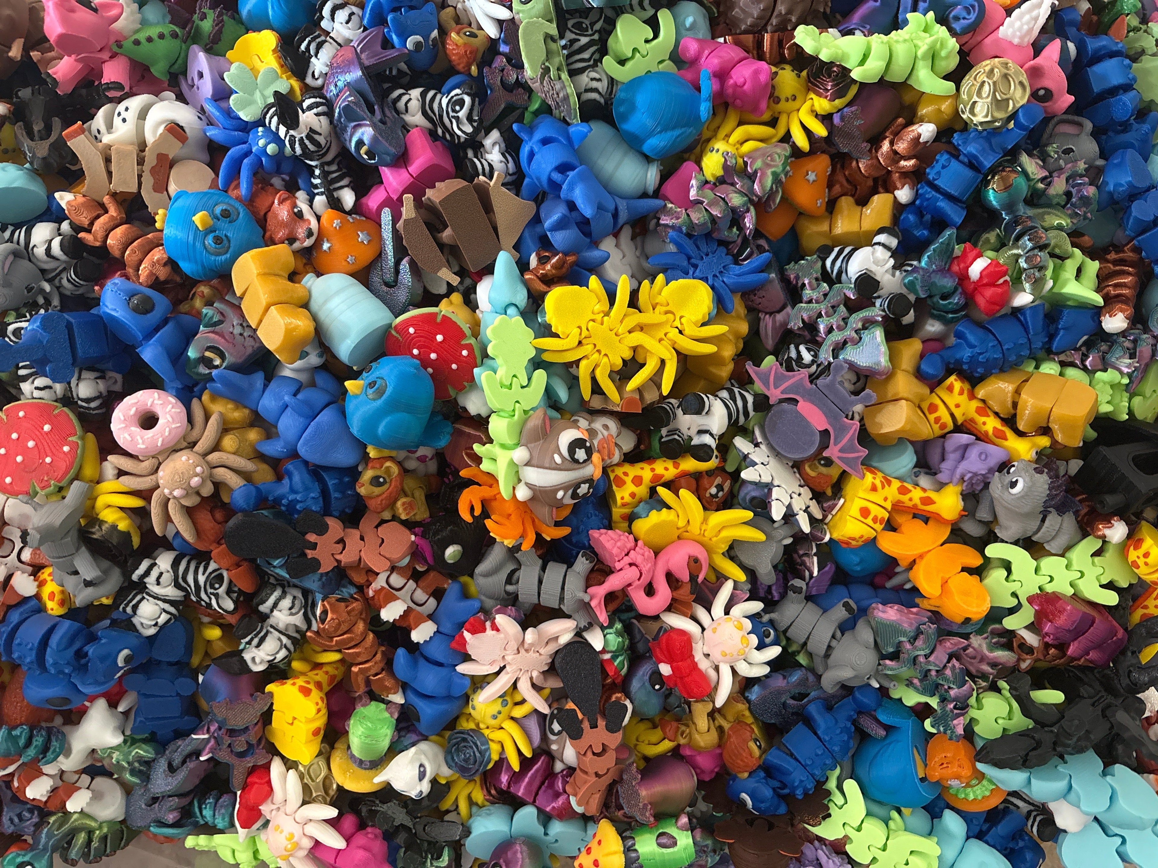 Assorted colorful figures in a pile