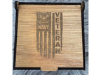 Handmade U.S. Navy Whiskey Glass Box Set with Laser Engraved Slate Coaster | Military Gift | 5x5x4.5 Inches