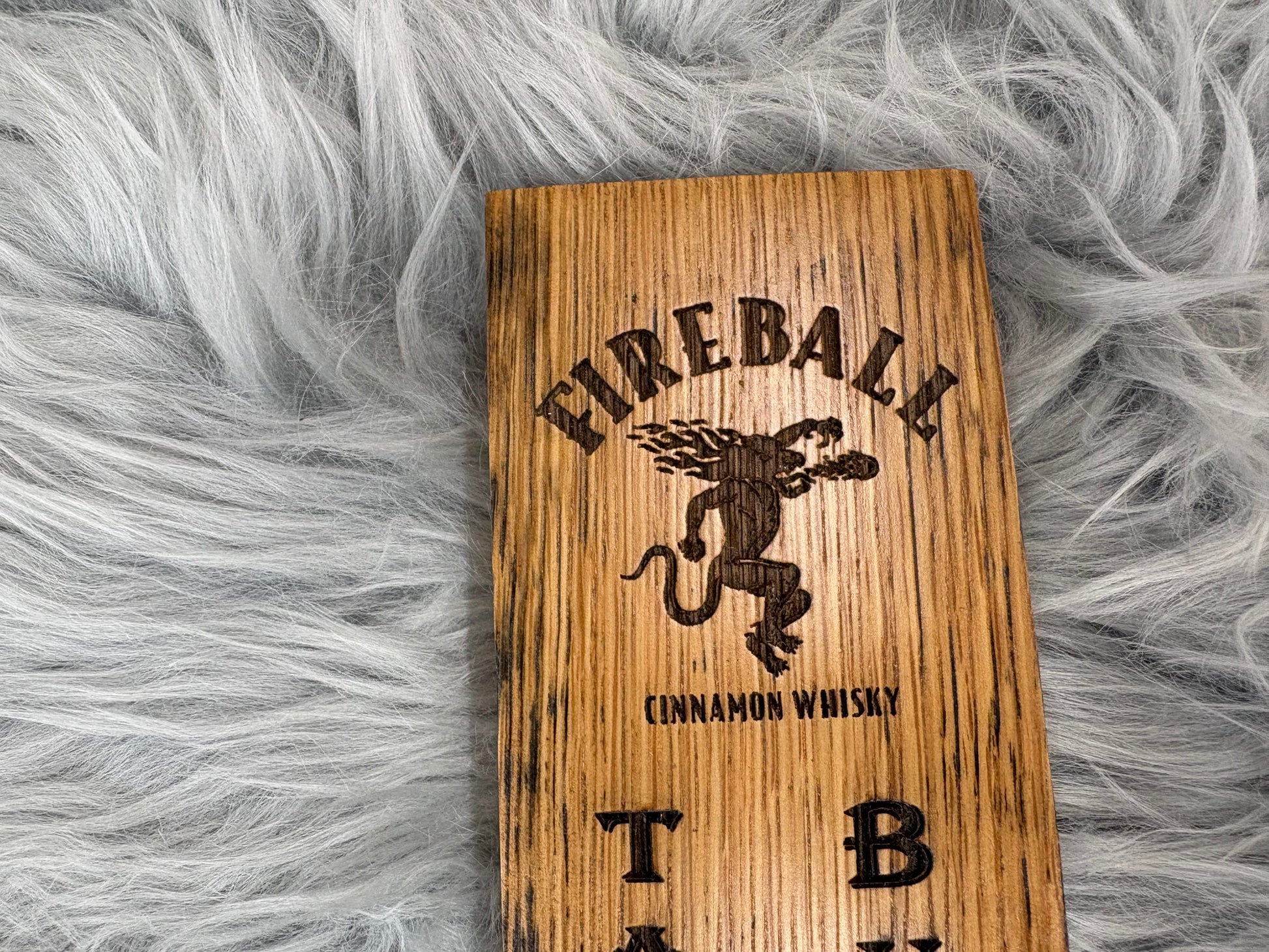 Fireball Tastes Like Heaven, Burns Like Hell" Whiskey Bottle Opener Sign | Rustic Wall Mount Decor