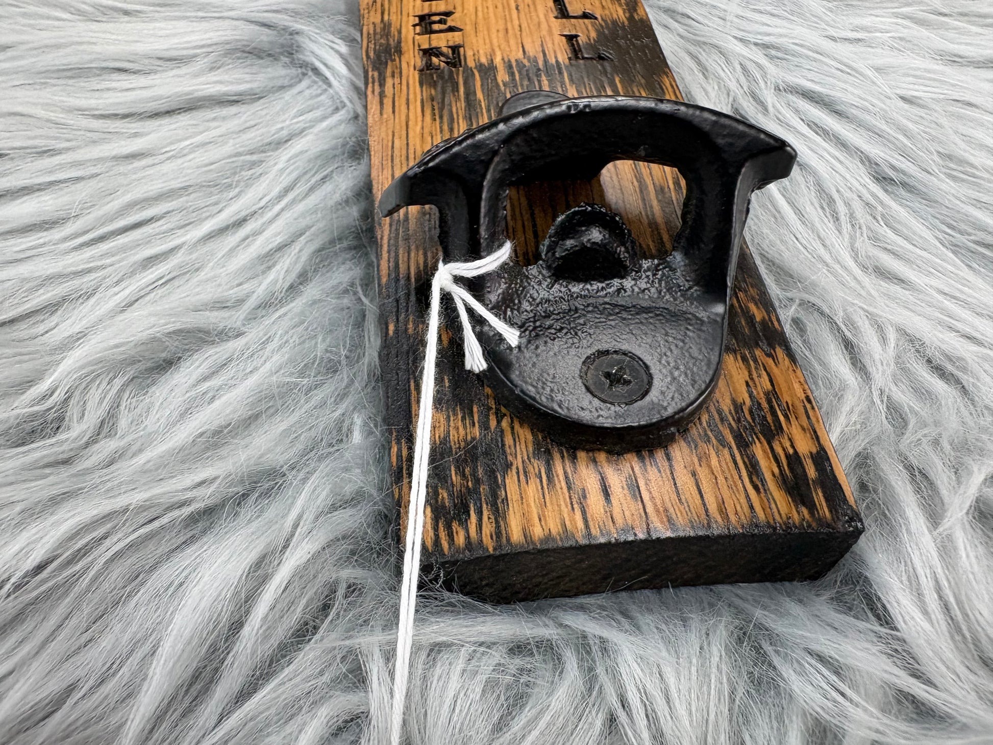 Fireball Tastes Like Heaven, Burns Like Hell" Whiskey Bottle Opener Sign | Rustic Wall Mount Decor