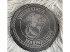 Handmade USMC Whiskey Glass Box Set with Laser Engraved Slate Coaster | Marine Corps Gift | 5x5x4.5 Inches