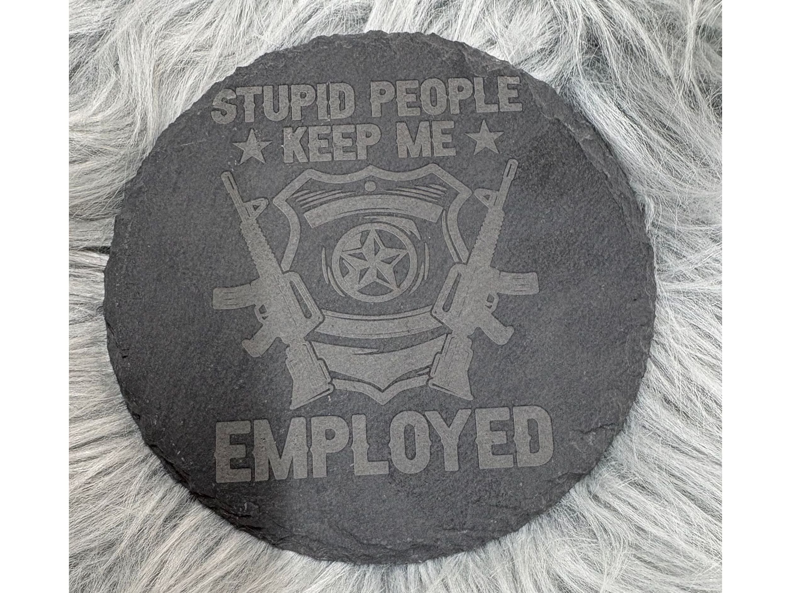 Handmade Police Whiskey Glass Box Set with Laser Engraved Slate Coaster | Thin Blue Line Gift | 5x5x4.5