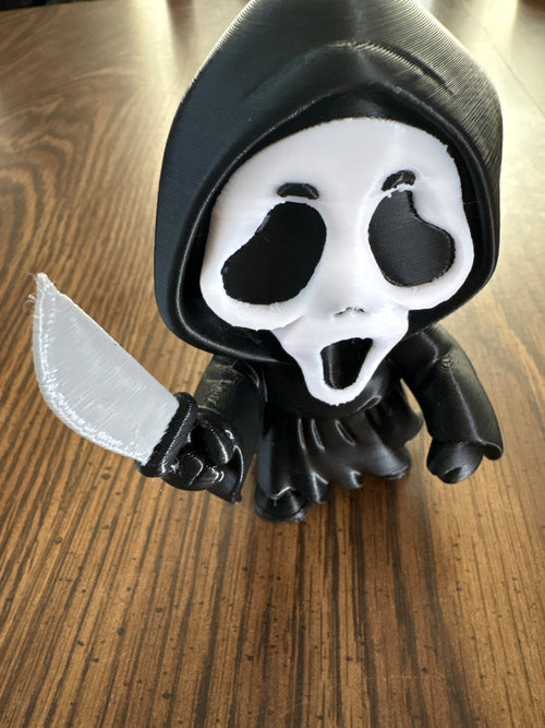 3D Printed Ghost Face Horror Figure – Halloween Decor, Horror Movie Collectible, Scream Inspired