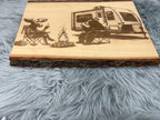 Live Edge Camper Scene with Moose & Bear | Laser Engraved Rustic Camping Decor | 11.5" x 16" | $35