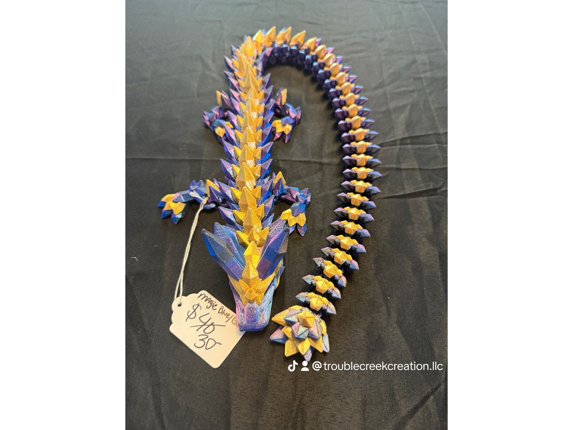 Purple and gold 3D crystal dragon