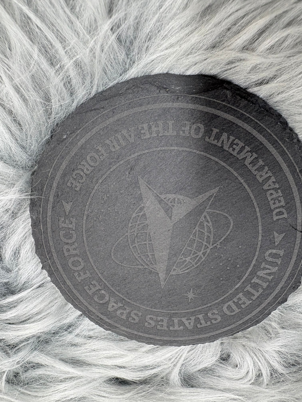 Handmade Space Force Whiskey Glass Box Set with Laser Engraved Slate Coaster | Military Gift | 5x5x4.5 Inches
