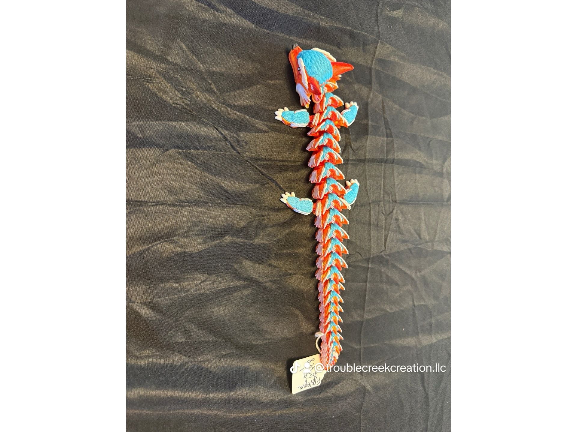 Blue and orange fox 3D printed fox dragon