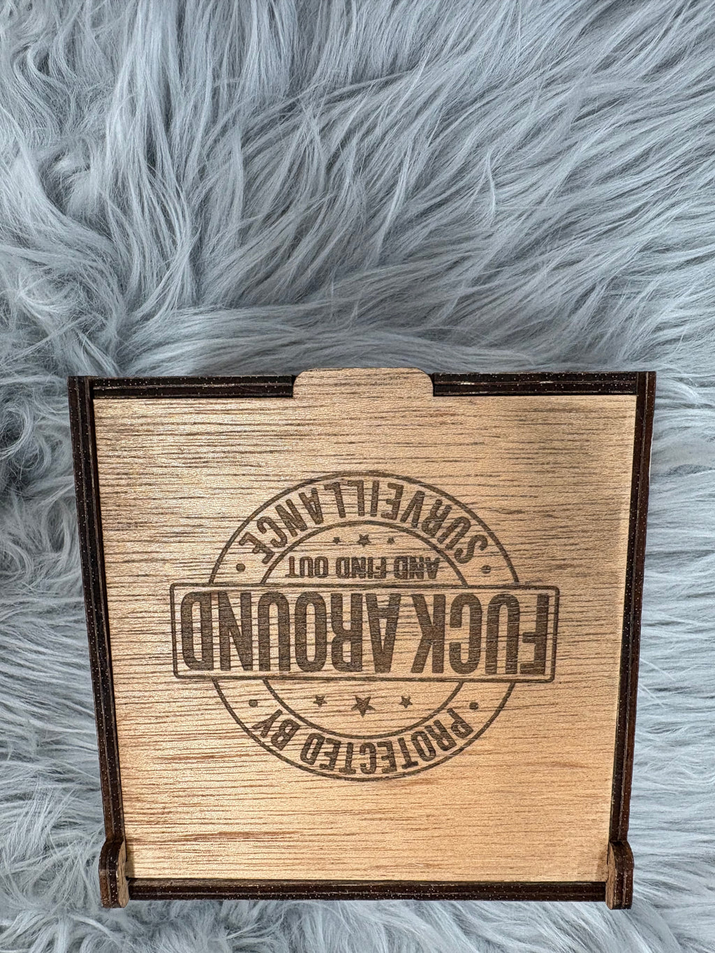 Handmade FAFO Whiskey Glass Box Set with Laser Engraved Slate Coaster | Bold Statement Gift | 5x5x4.5 Inches