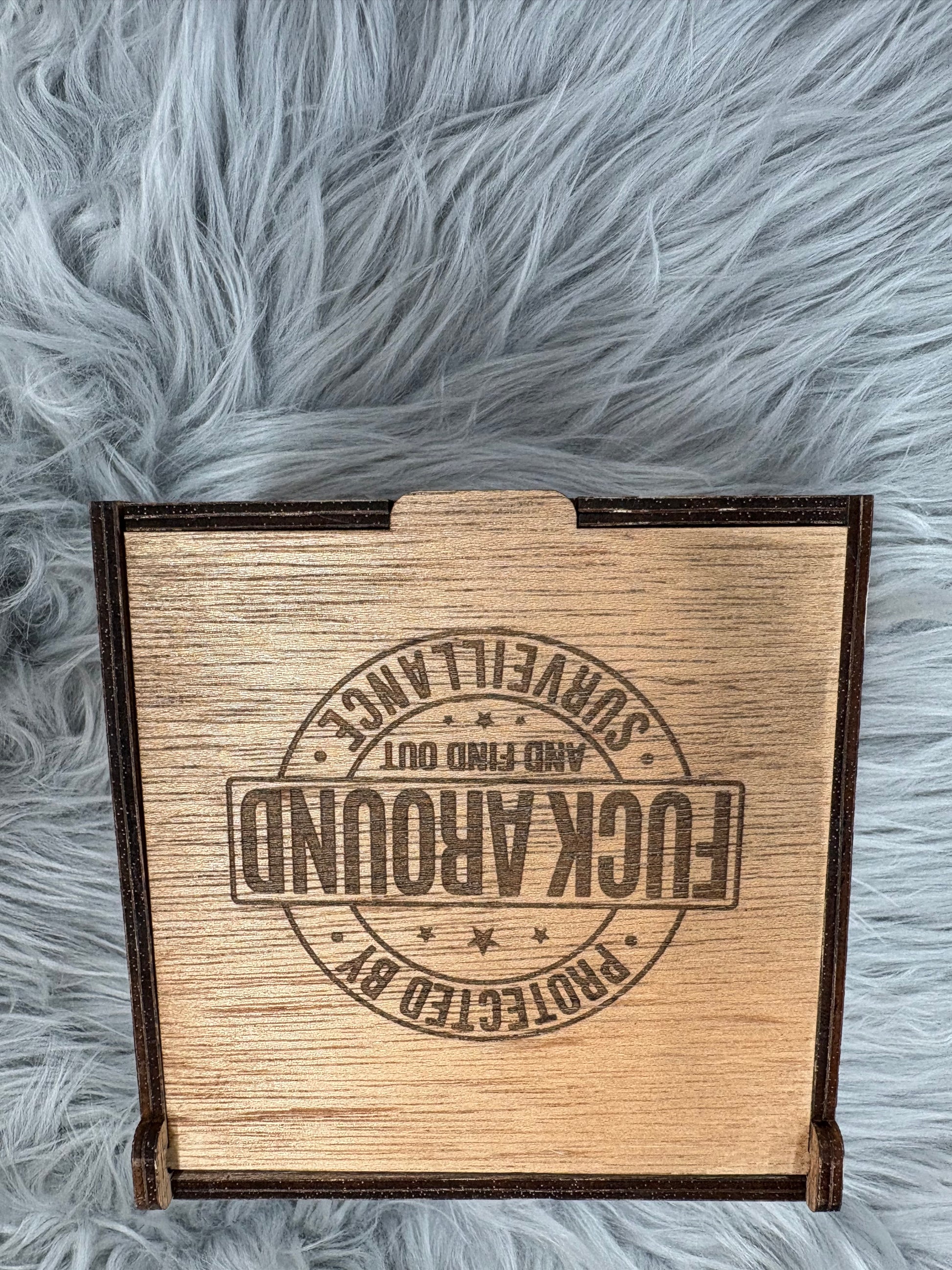 Handmade FAFO Whiskey Glass Box Set with Laser Engraved Slate Coaster | Bold Statement Gift | 5x5x4.5 Inches