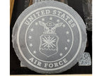 USAF Veteran Whiskey Gift Set | 2 Glasses, 2 Coasters, 8 Whiskey Stones and Velvet Bag