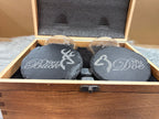 His Buck & Her Doe Whiskey Gift Set | Deer Love Laser Engraved Box – 2 Glasses, Coasters, Whiskey Stones & Velvet Bag