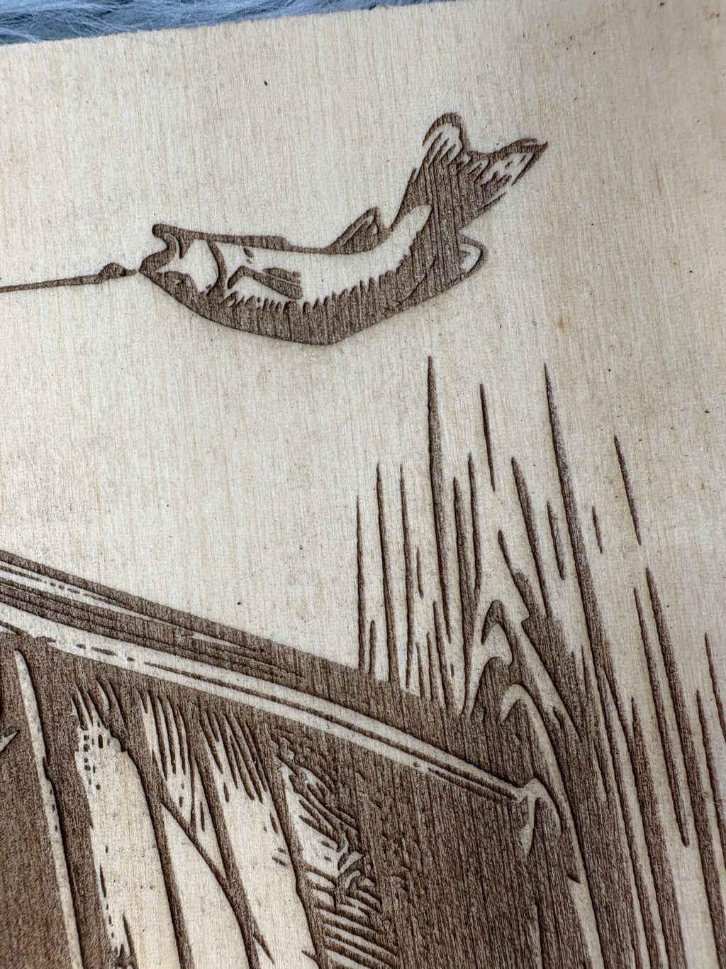 Live Edge Bear & Moose Fishing in a Boat | Laser Engraved Cabin Wall Art | 11" x 13" | $35