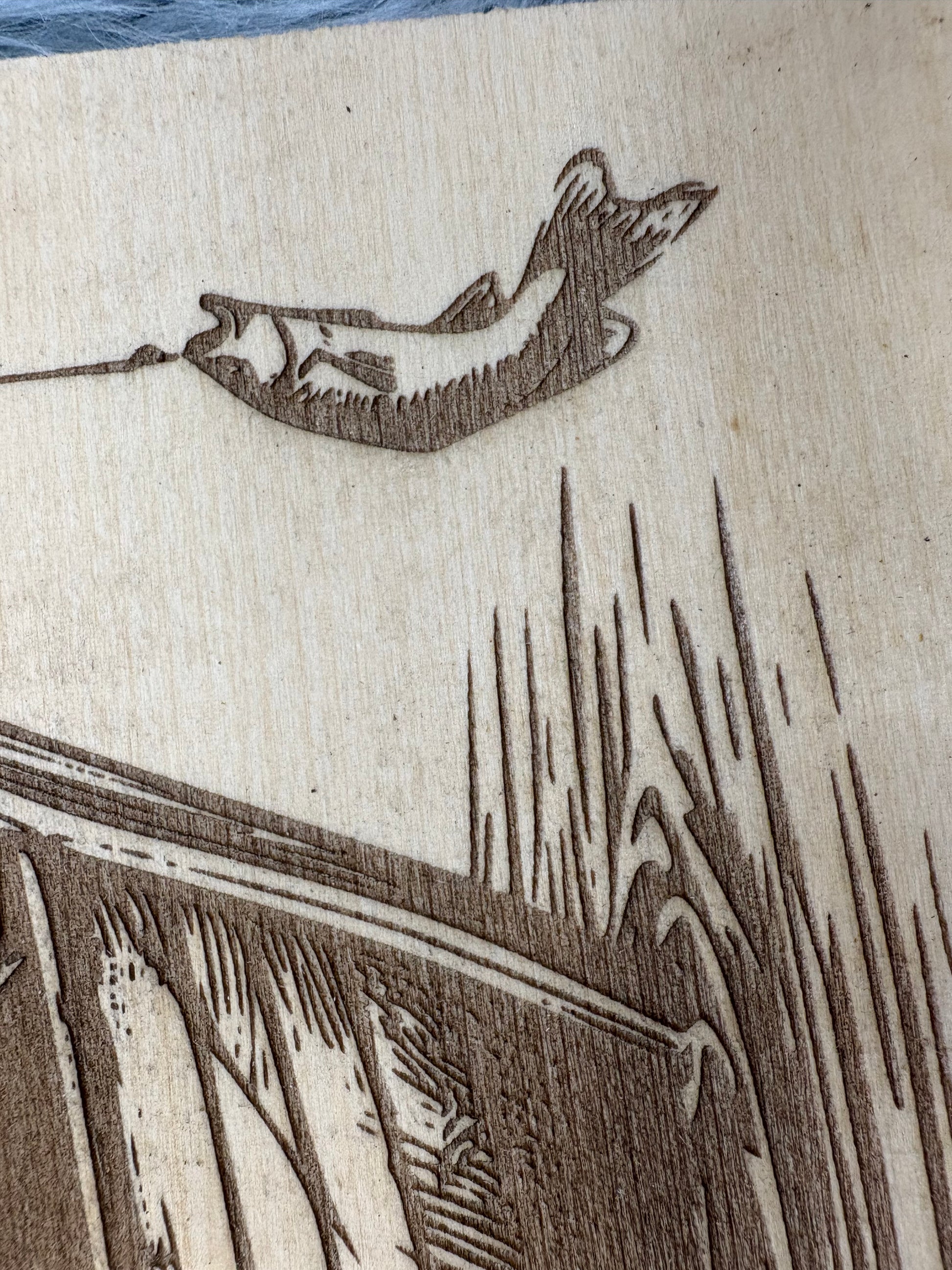 Live Edge Bear & Moose Fishing in a Boat | Laser Engraved Cabin Wall Art | 11" x 13" | $35