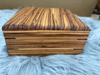 Handmade Zebra Wood Keepsake Box with Hinged Lid | Rustic Storage Display Gift Box – $65