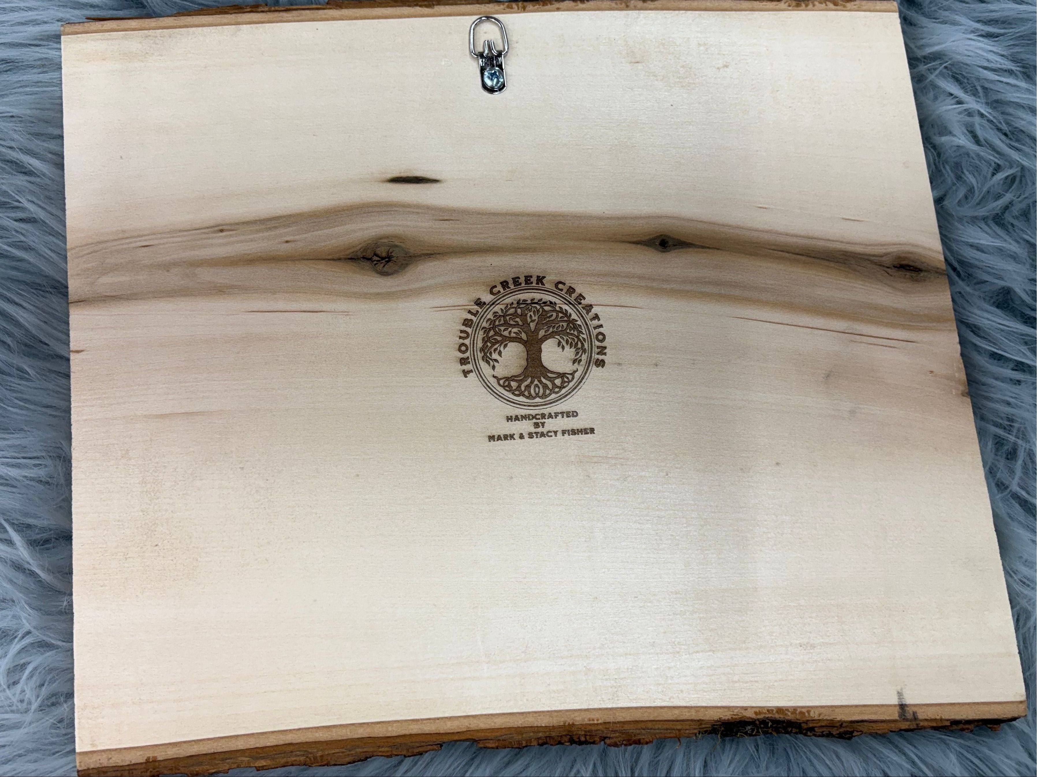 Live Edge Bear & Moose Fishing in a Boat | Laser Engraved Cabin Wall Art | 11" x 13" | $35