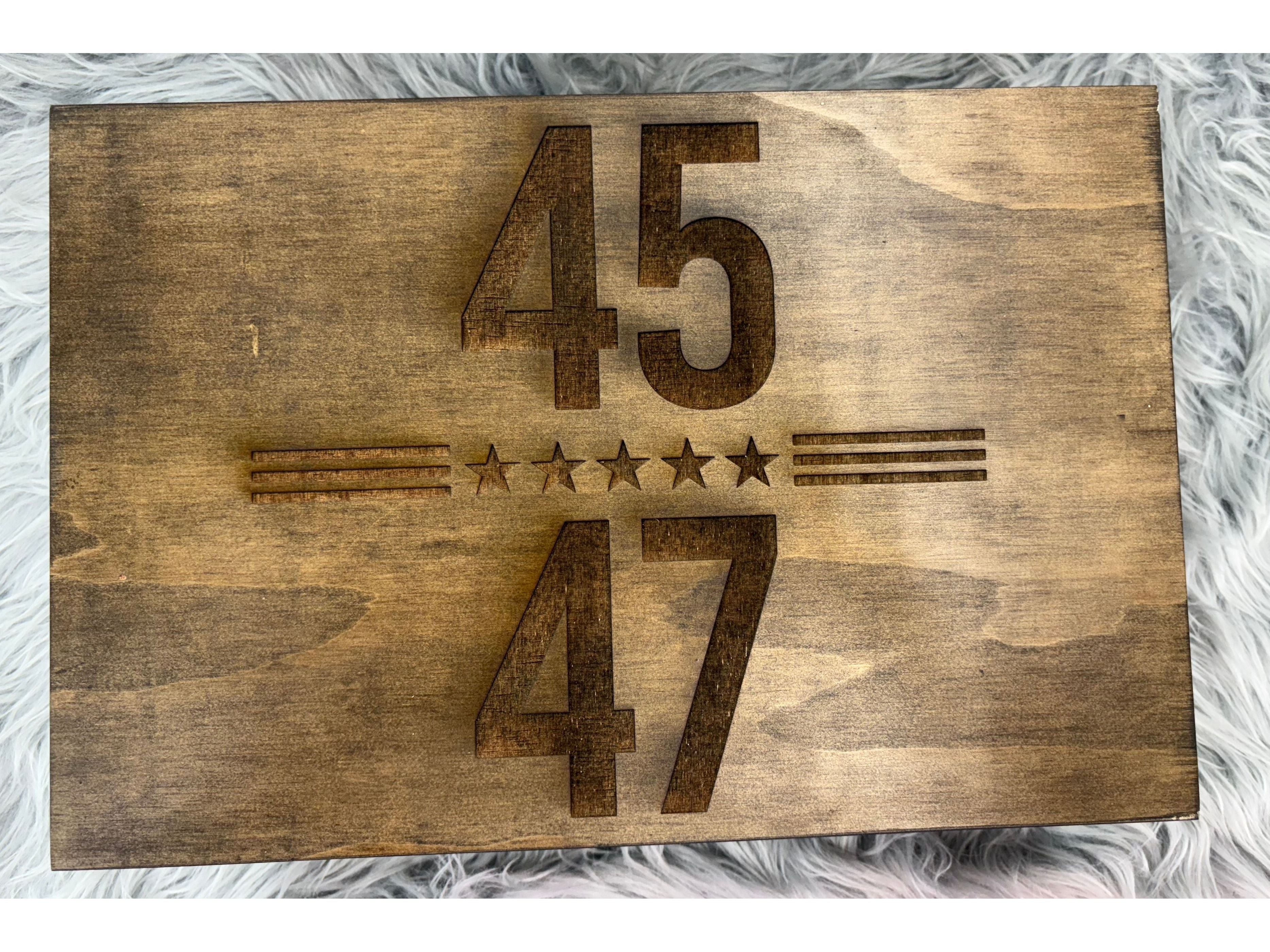 Laser Engraved 45-47 Decanter Set | Premium Gift Box with 4 Whiskey Glasses & Decanter – $120