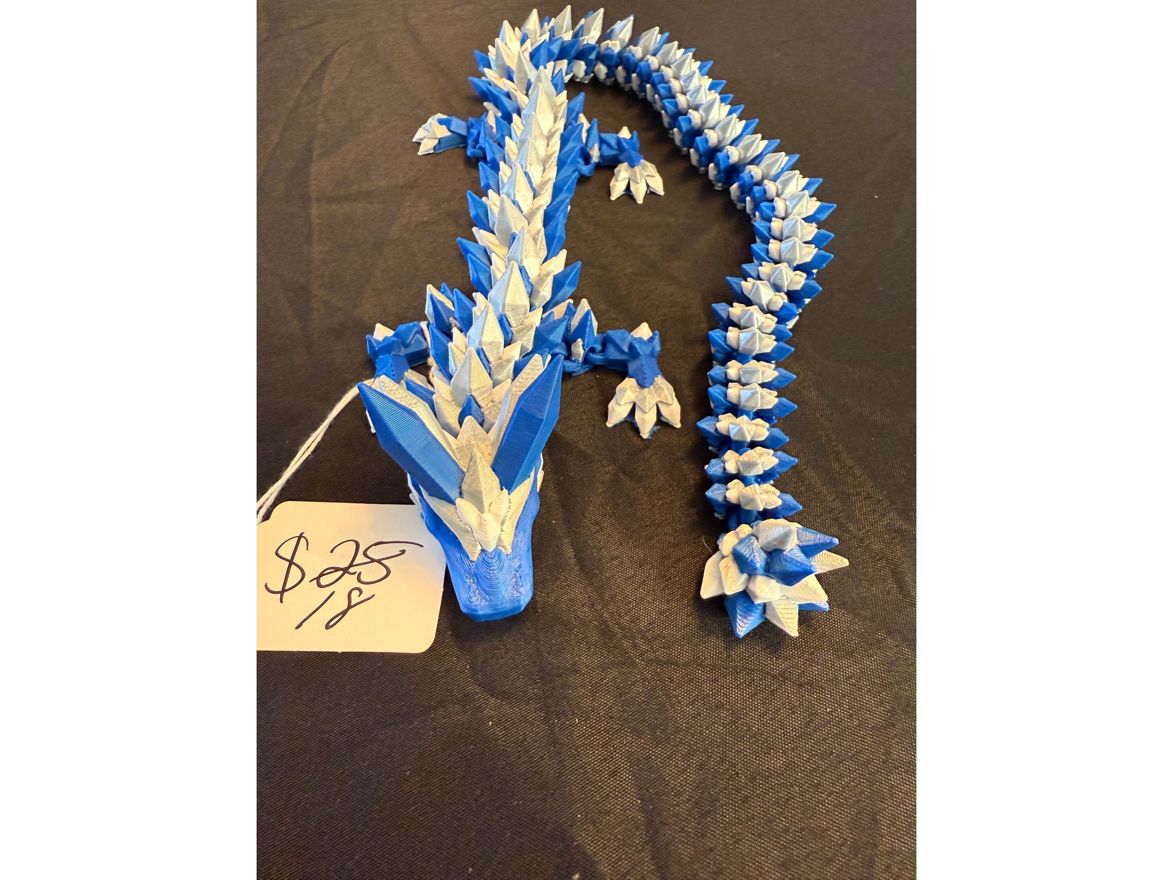 Blue and silver 3D crystal dragon