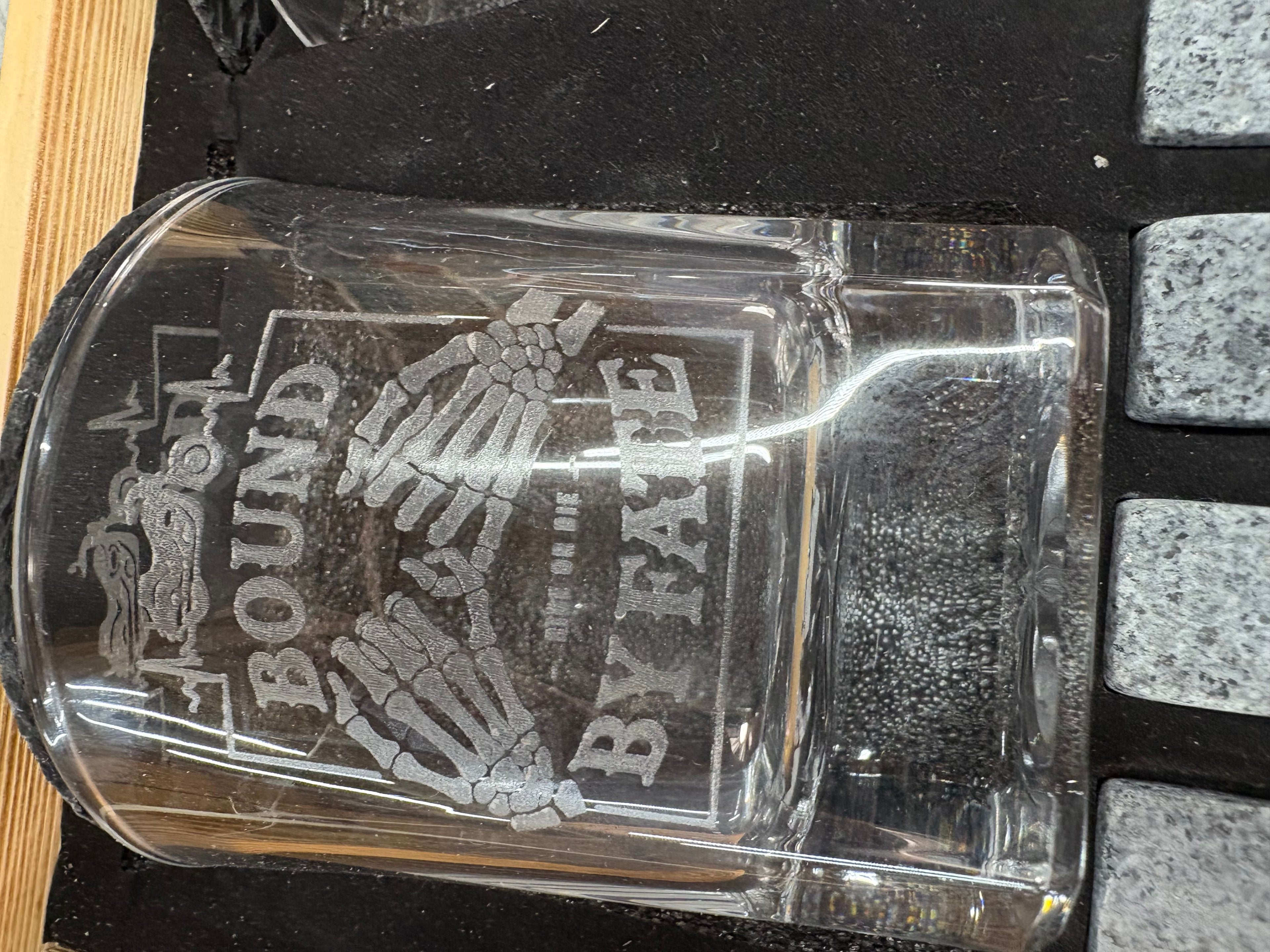 Ride Together, Last Forever | Skull King & Queen Whiskey Gift Set – 2 Glasses, Coasters, Whiskey Stones & Velvet Bag