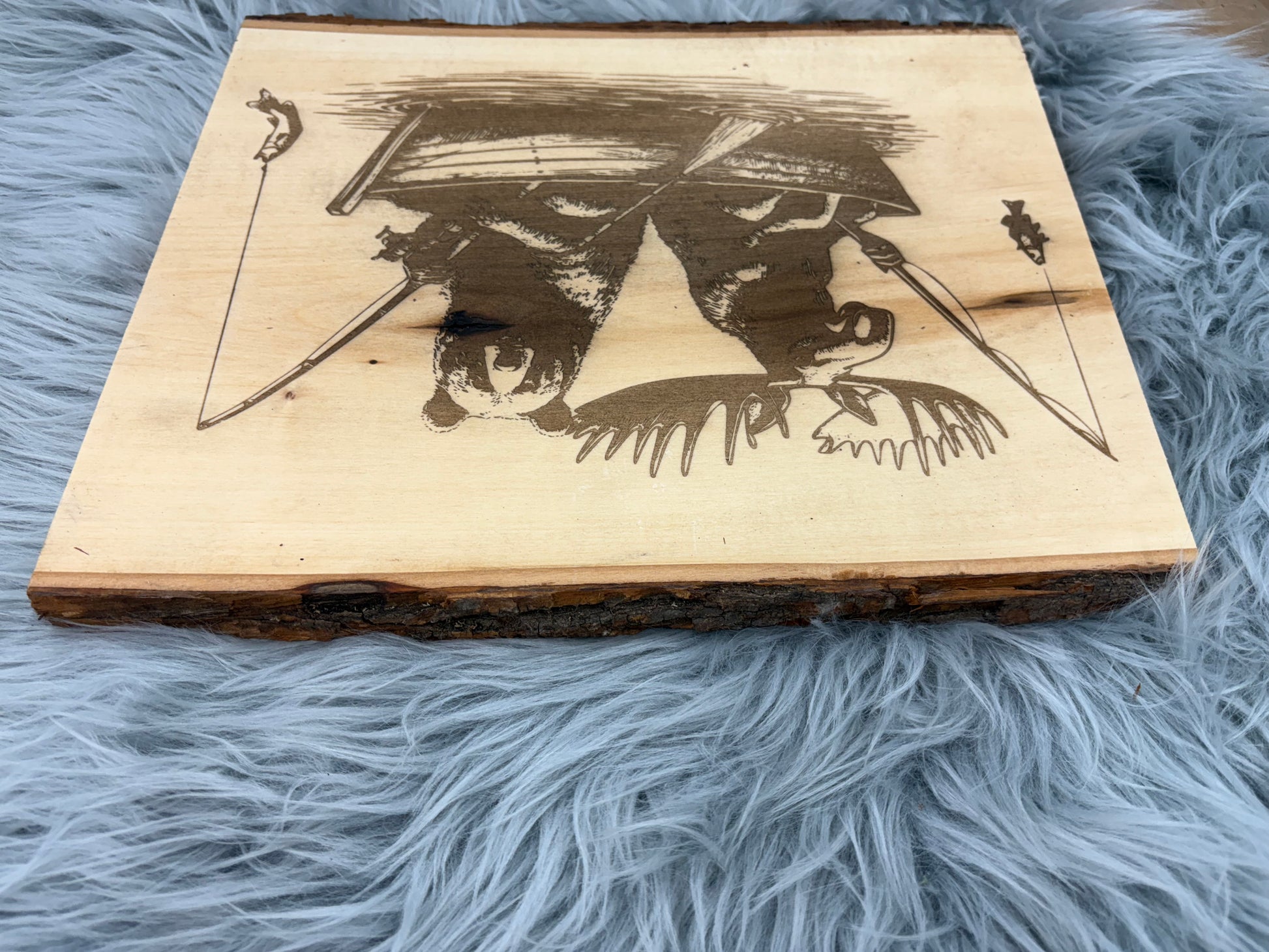 Live Edge Bear & Moose Fishing in a Boat | Laser Engraved Cabin Wall Art | 11" x 13" | $35