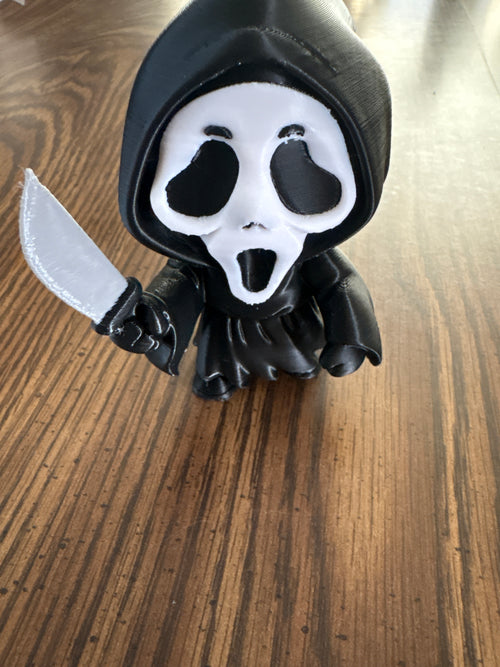 3D Printed Ghost Face Horror Figure – Halloween Decor, Horror Movie Collectible, Scream Inspired