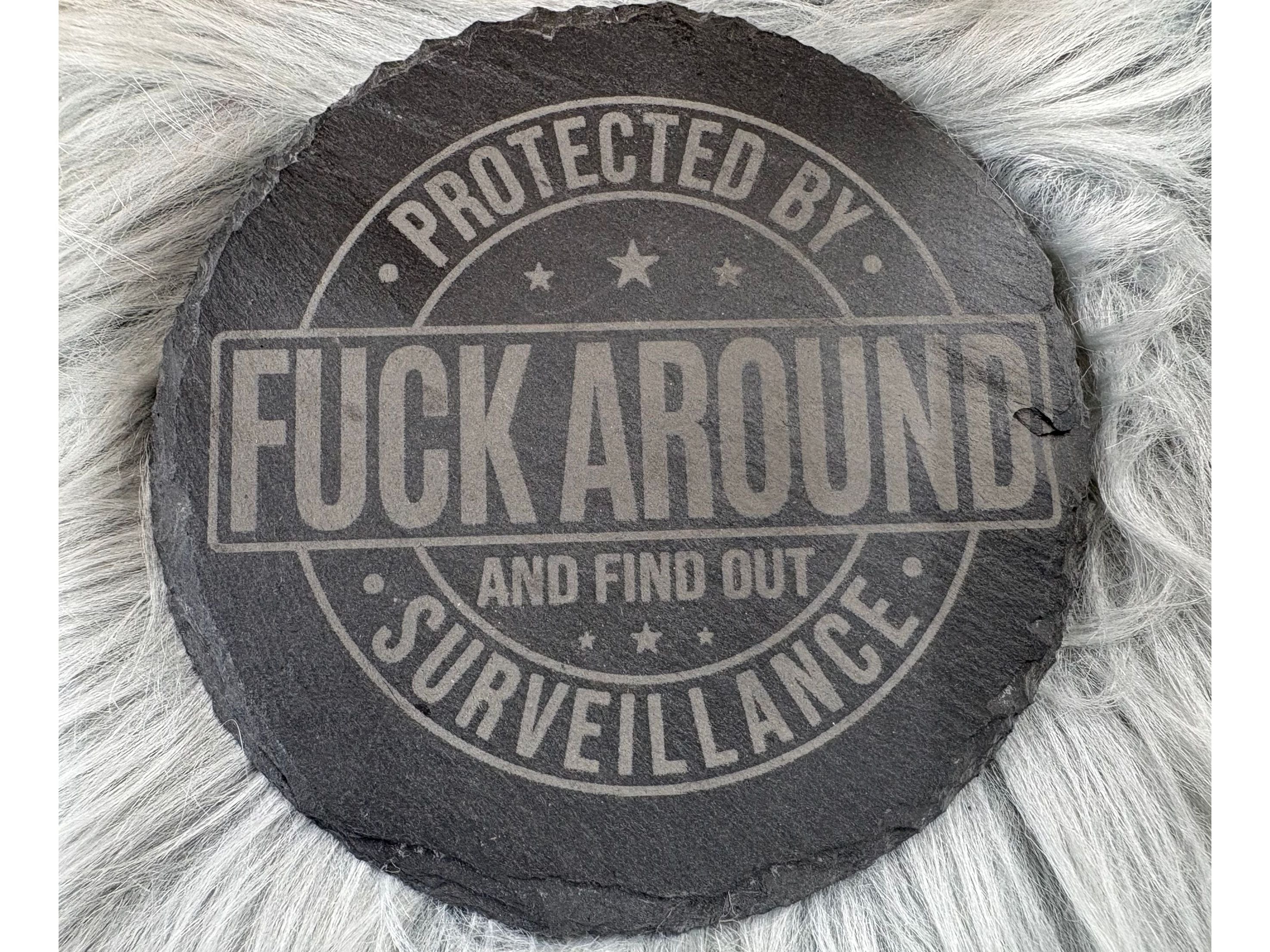 Handmade FAFO Whiskey Glass Box Set with Laser Engraved Slate Coaster | Bold Statement Gift | 5x5x4.5 Inches