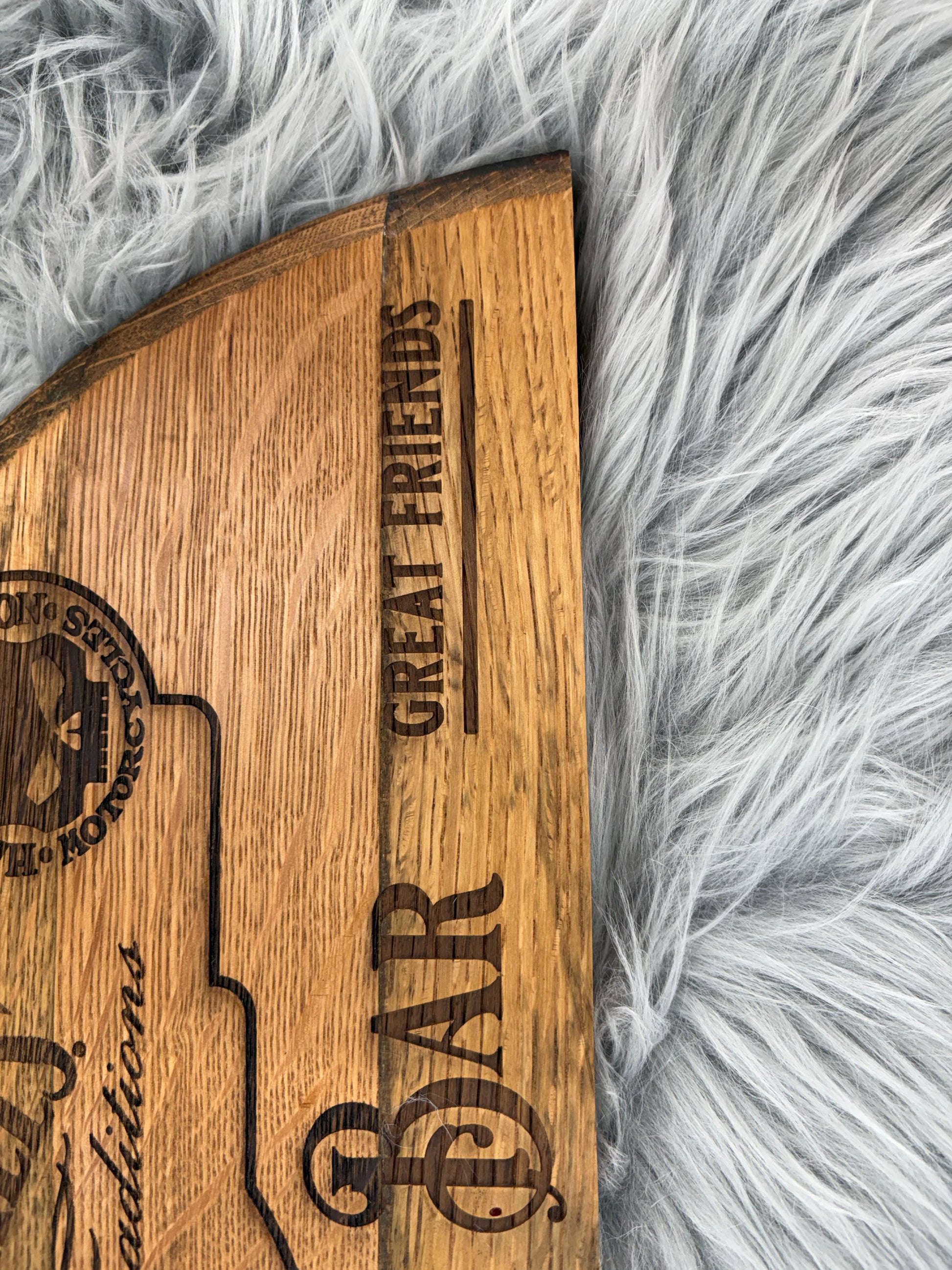 Whiskey Barrel Stave Wall Sign – Jack Daniels Whiskey Bar with Harley Davidson Punisher | Laser Engraved Rustic Decor