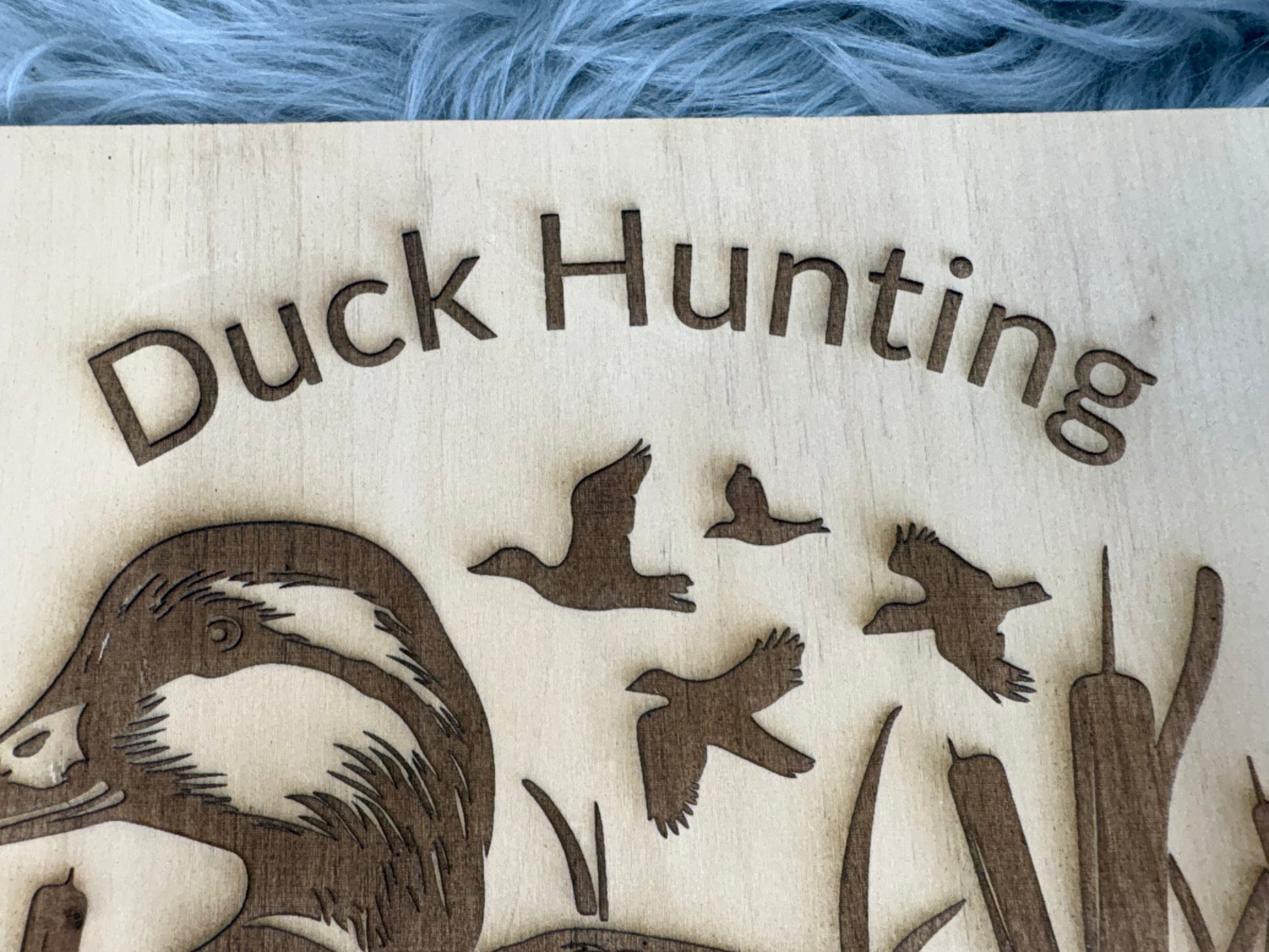 Live Edge Duck Hunting Wall Art | Laser Engraved Rustic Wood Sign | 11" x 12.5" | $35