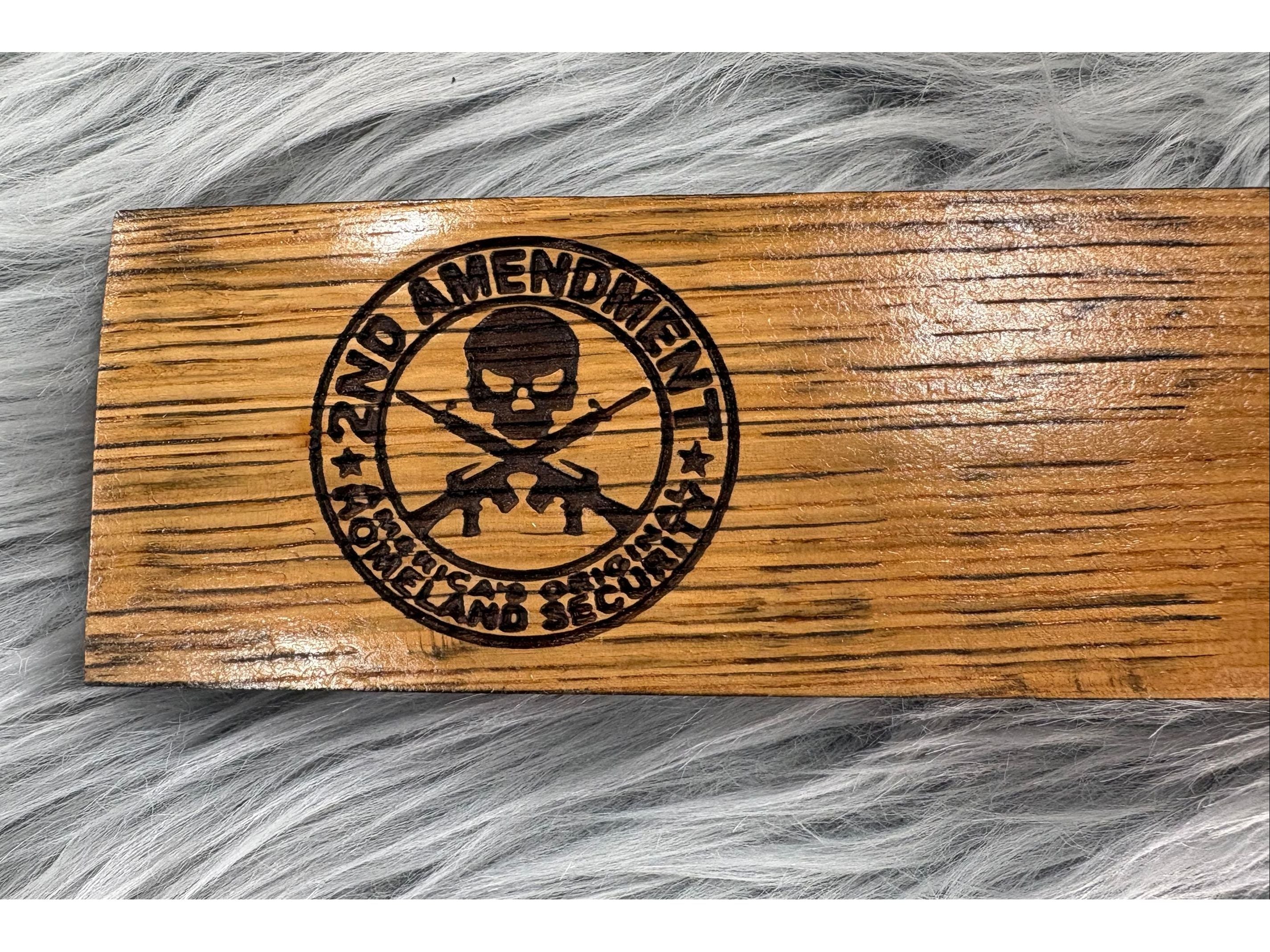 Whiskey Barrel Stave Sign – “We Don’t Call 911” | Laser Engraved Patriotic Decor