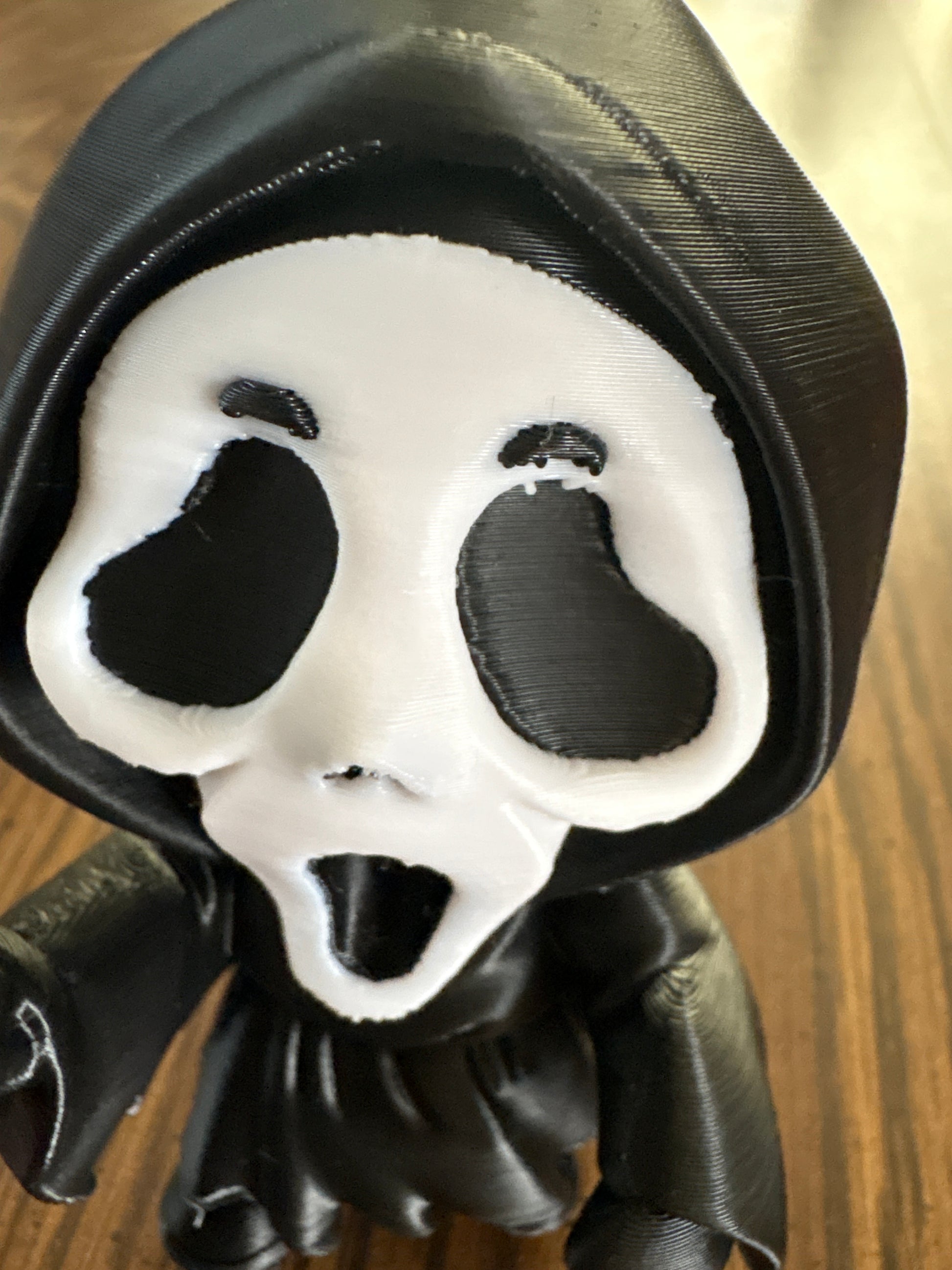 3D Printed Ghost Face Horror Figure – Halloween Decor, Horror Movie Collectible, Scream Inspired