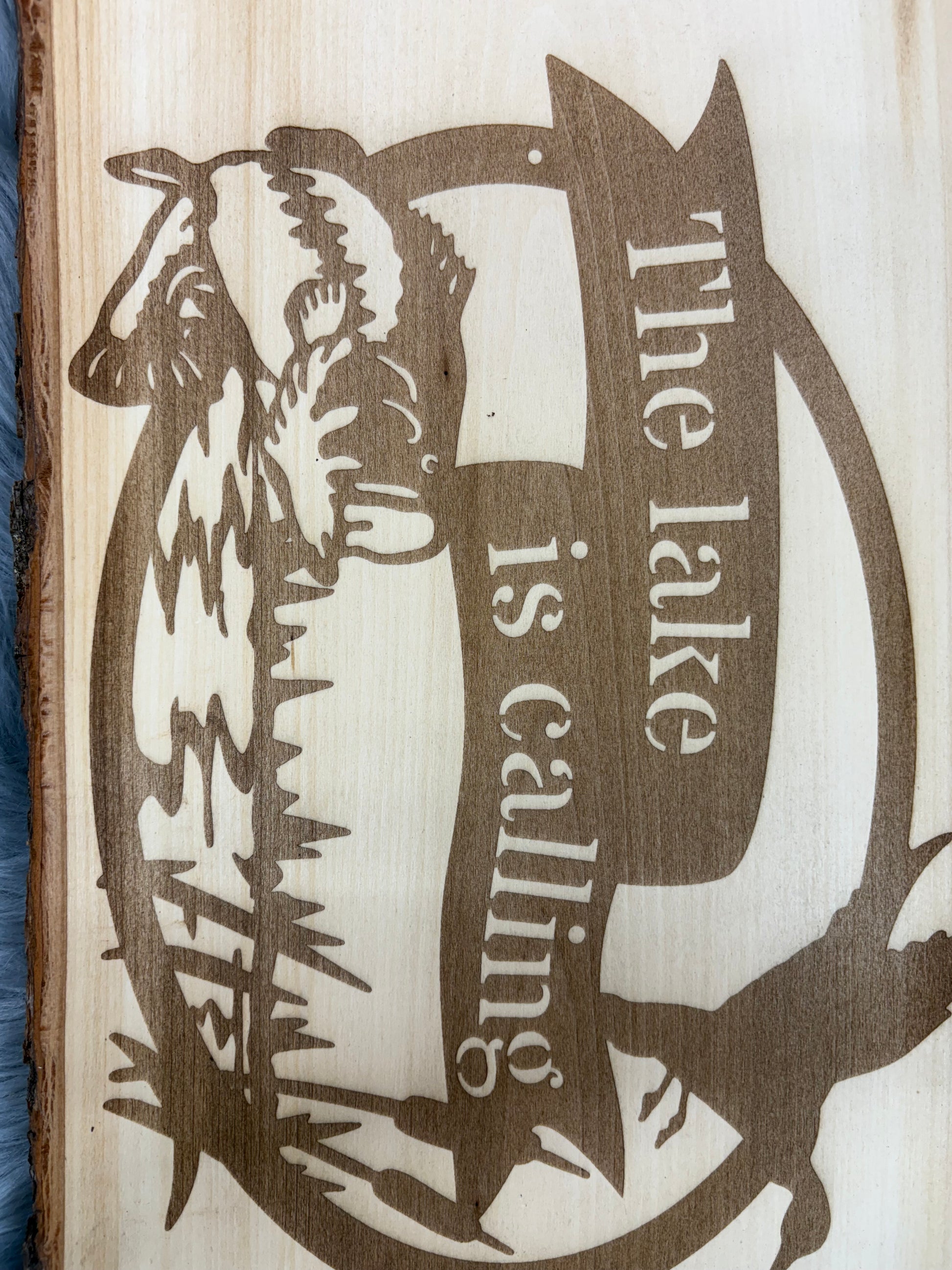 Live Edge “The Lake Is Calling” Laser Engraved Wood Sign | Rustic Lake House Decor | 9.5" x 13" | $35