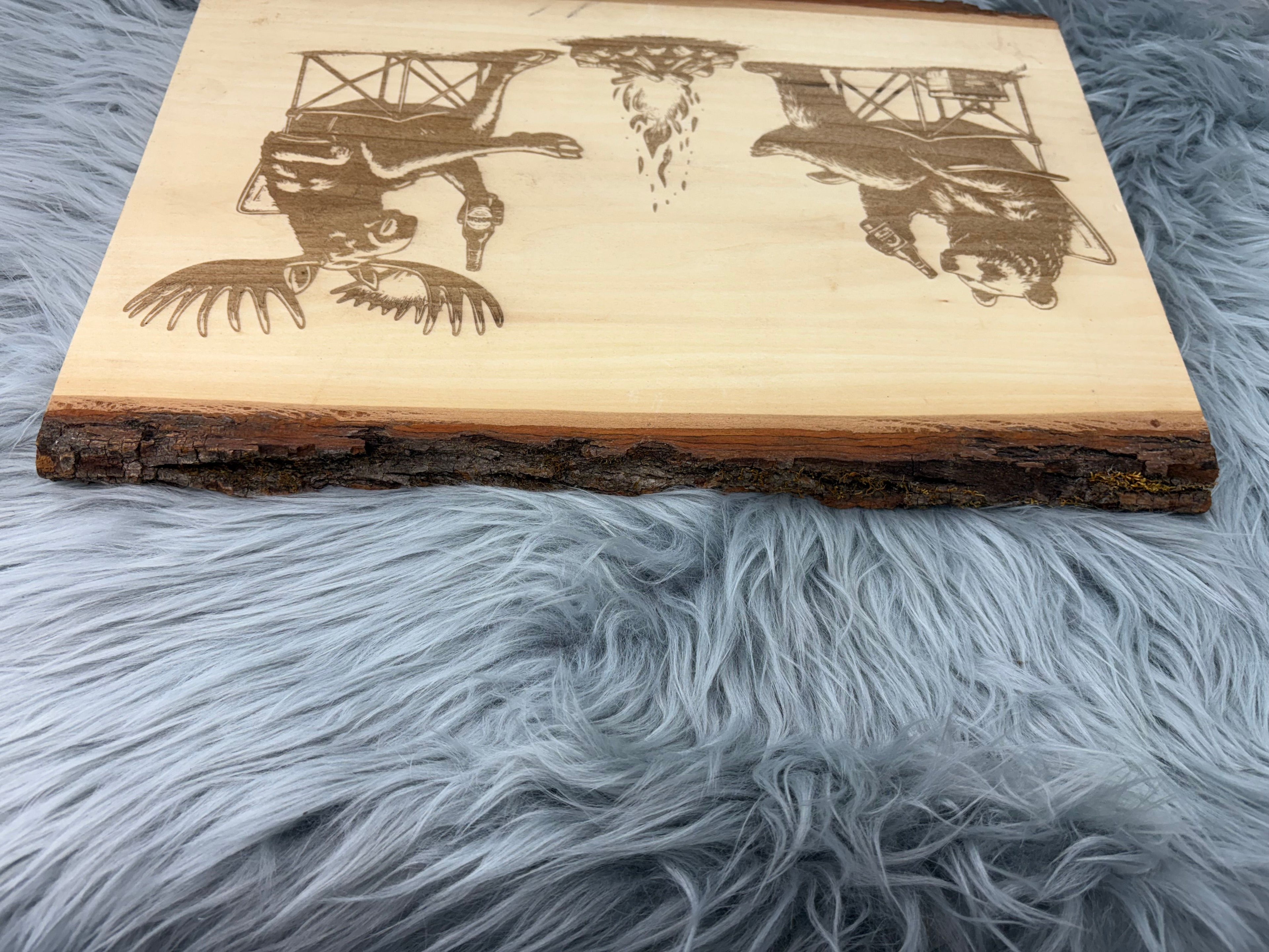 Live Edge Bear & Moose Drinking Laser Engraved Wood Sign | Rustic Cabin Bar Decor | 11" x 16" | $35