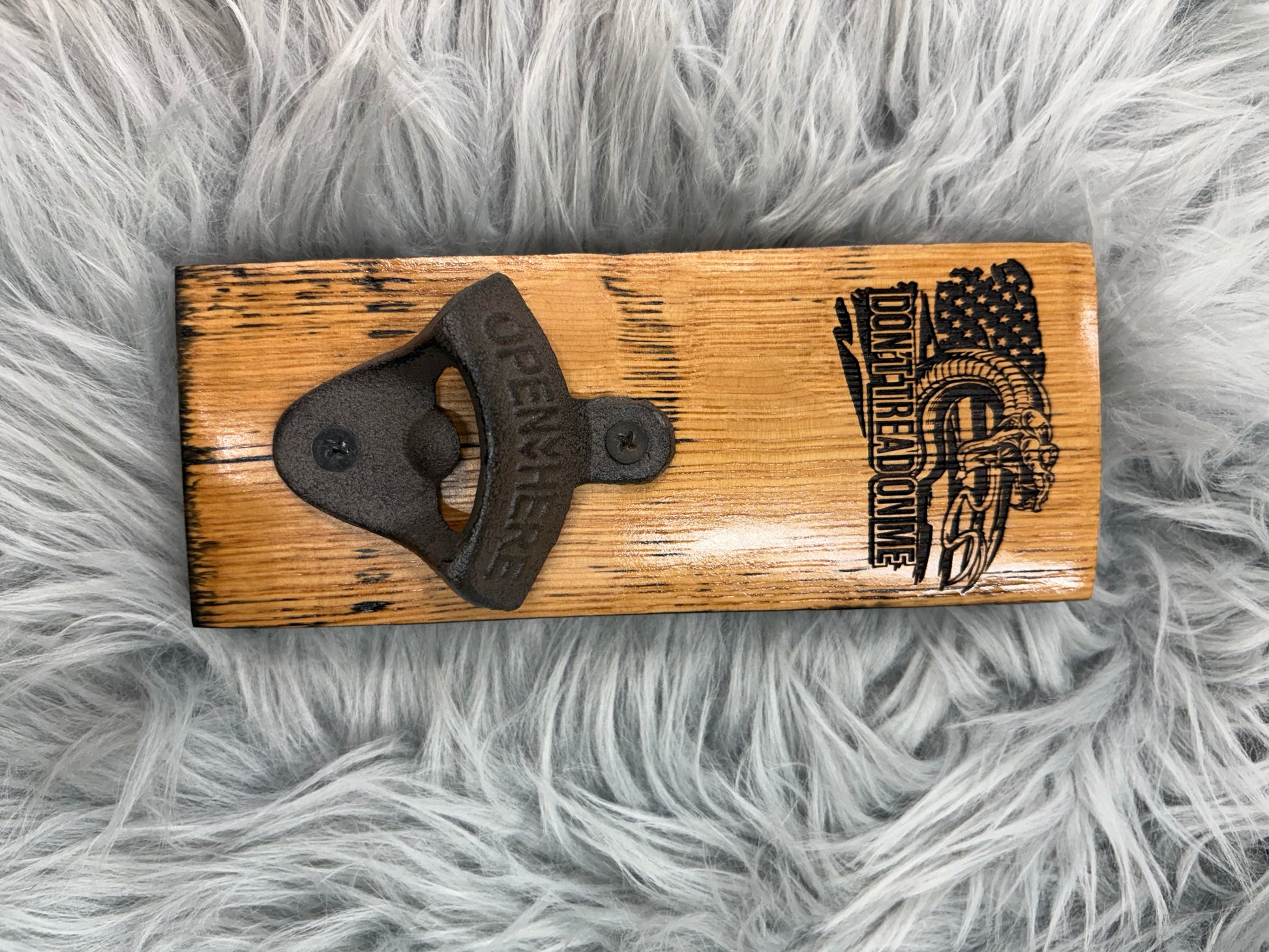 Don’t Tread on Me Bottle Opener Sign | Laser Engraved Rustic Patriotic Wall Decor | 7.5” x 3” | $20
