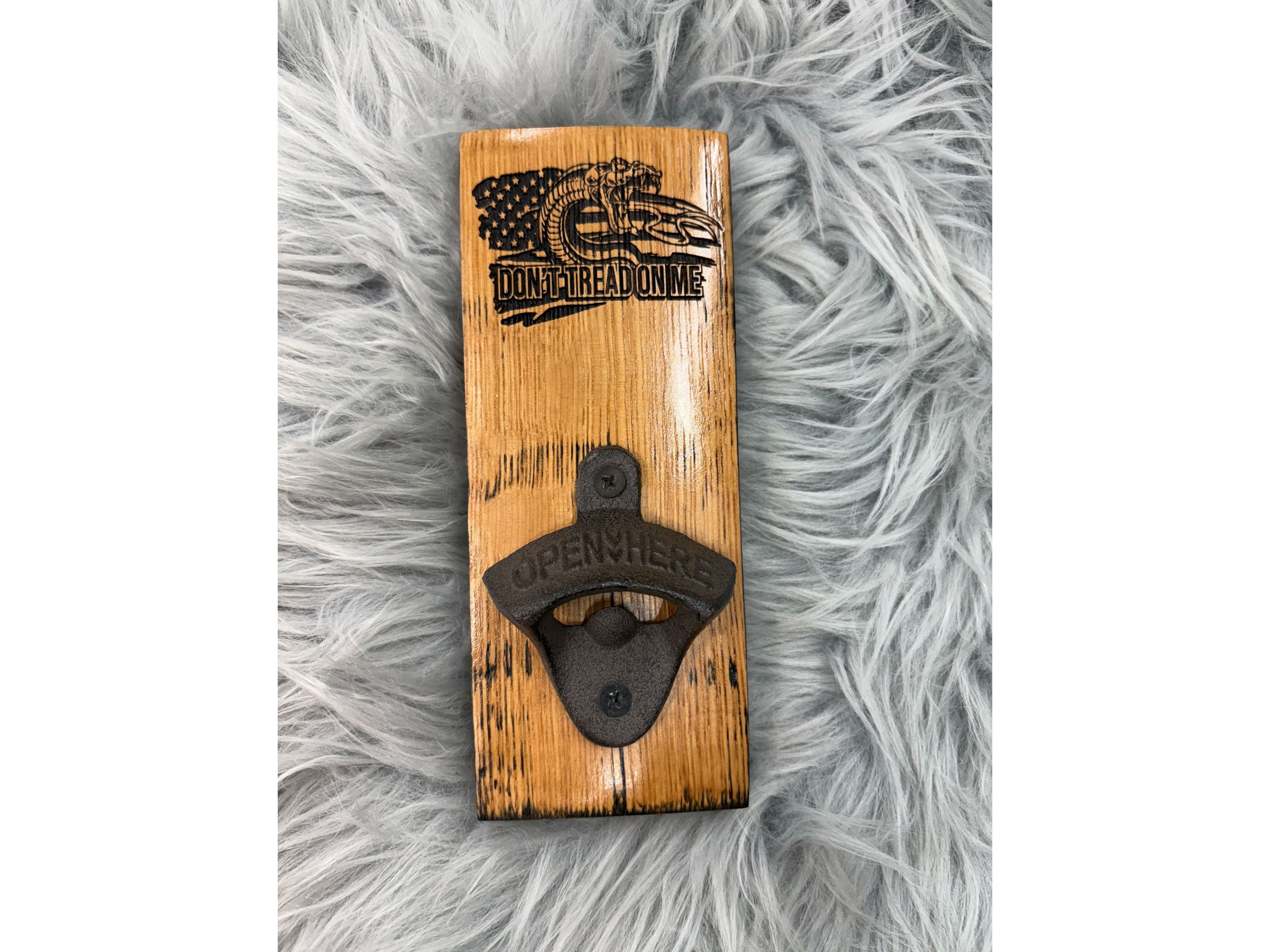 Don’t Tread on Me Bottle Opener Sign | Laser Engraved Rustic Patriotic Wall Decor | 7.5” x 3” | $20