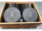 USAF Veteran Whiskey Gift Set | 2 Glasses, 2 Coasters, 8 Whiskey Stones and Velvet Bag