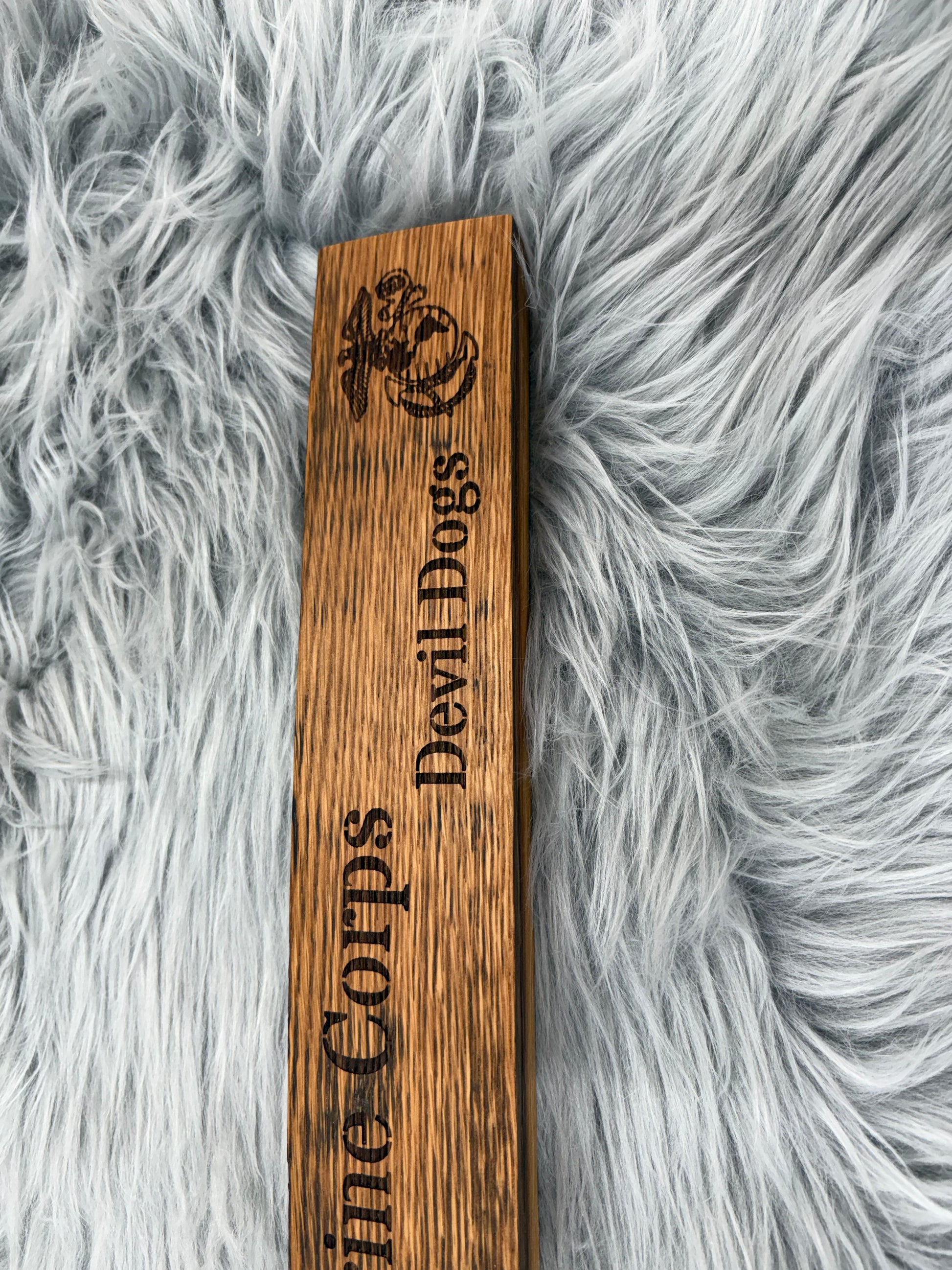 Whiskey Barrel Stave Wall Art – US Marine Corps “Devil Dogs” & “Semper Fi” Sign | Laser Engraved Patriotic Military Decor