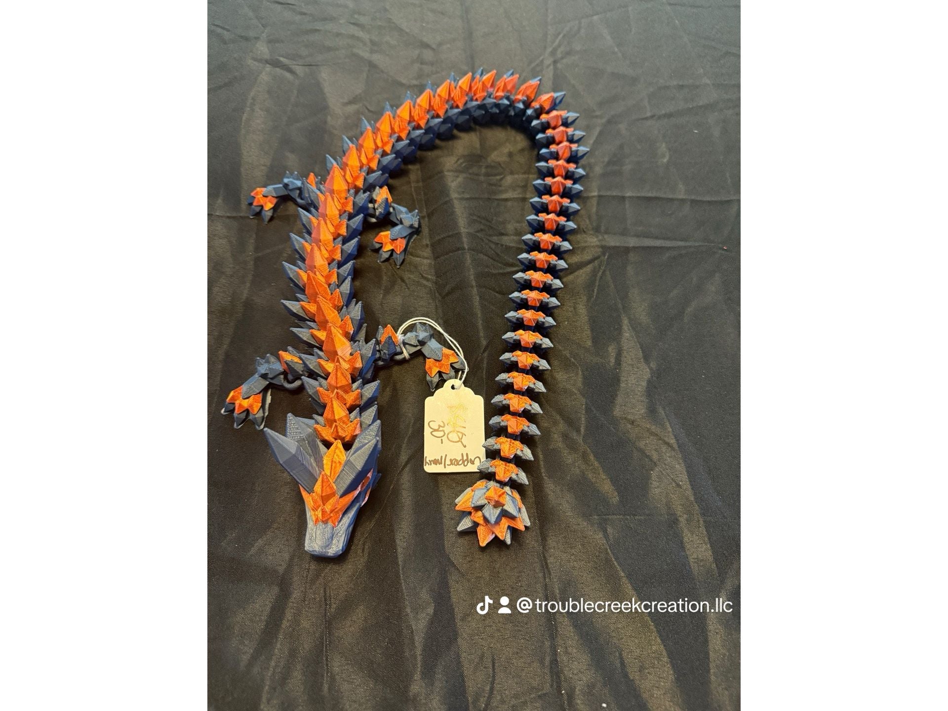 Blue and orange 3D crystal dragon