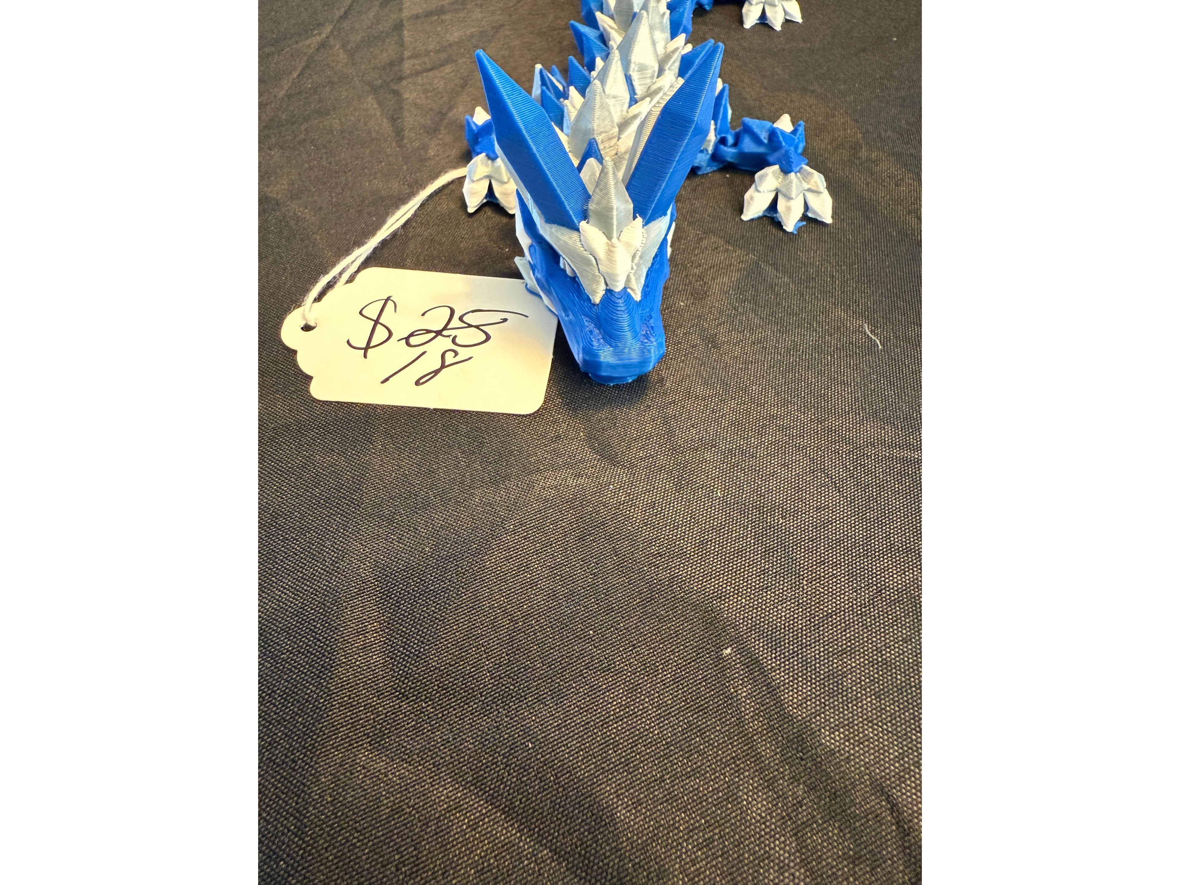 Blue and silver 3D crystal dragon
