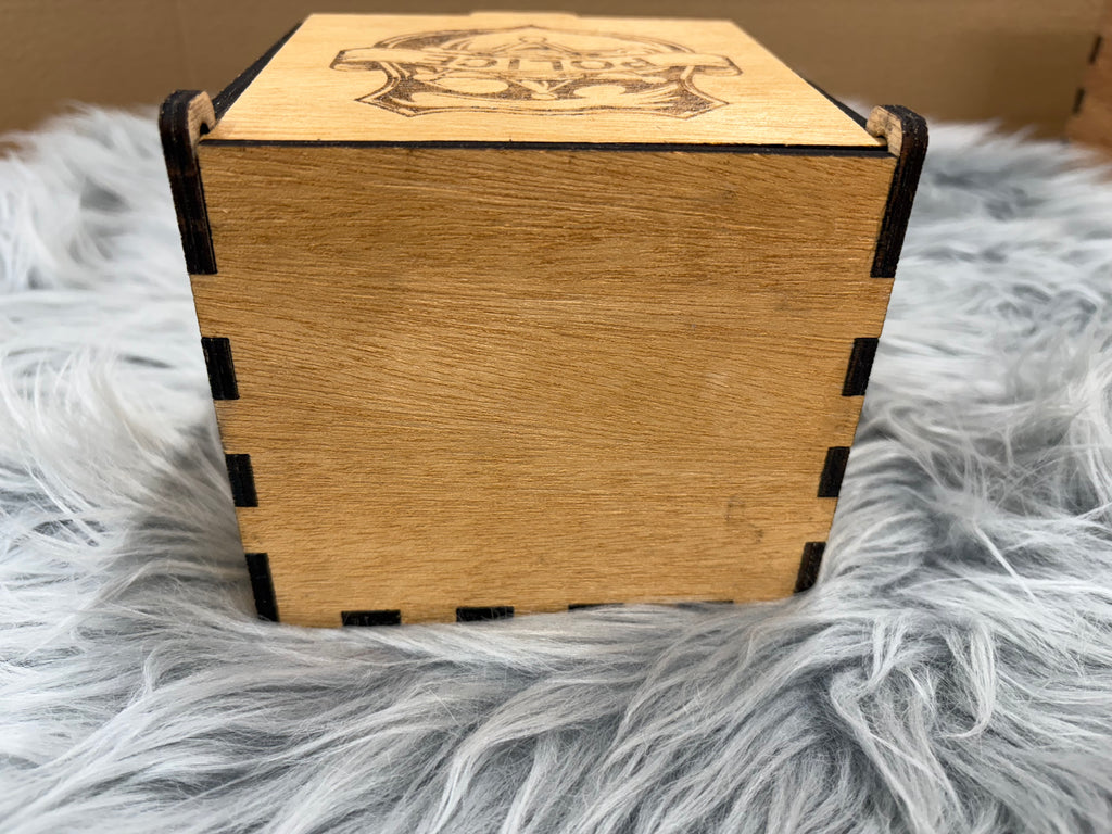 Handmade Police Whiskey Glass Box Set with Laser Engraved Slate Coaster | Thin Blue Line Gift | 5x5x4.5